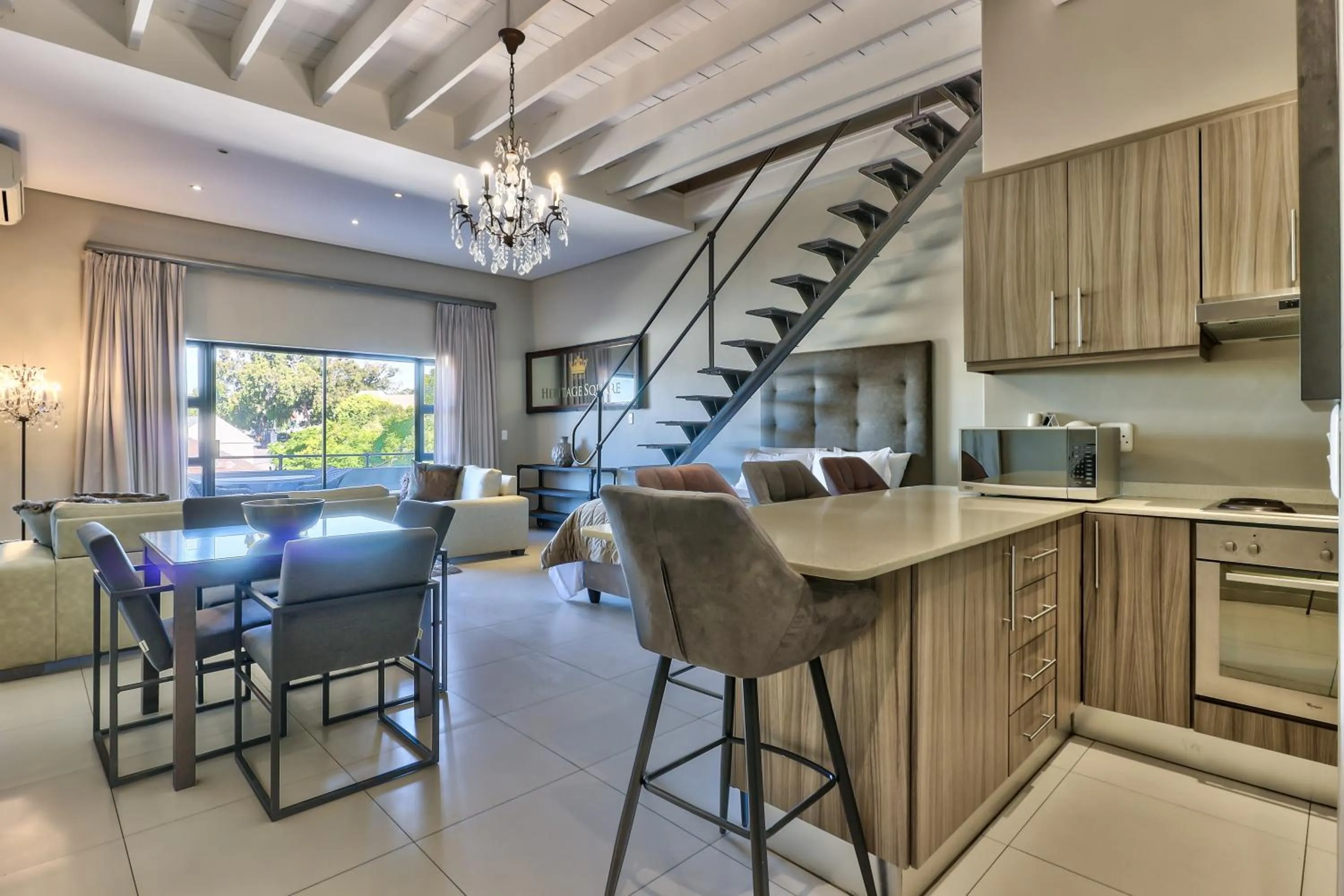 Kitchen or kitchenette in Heritage Square Apartments