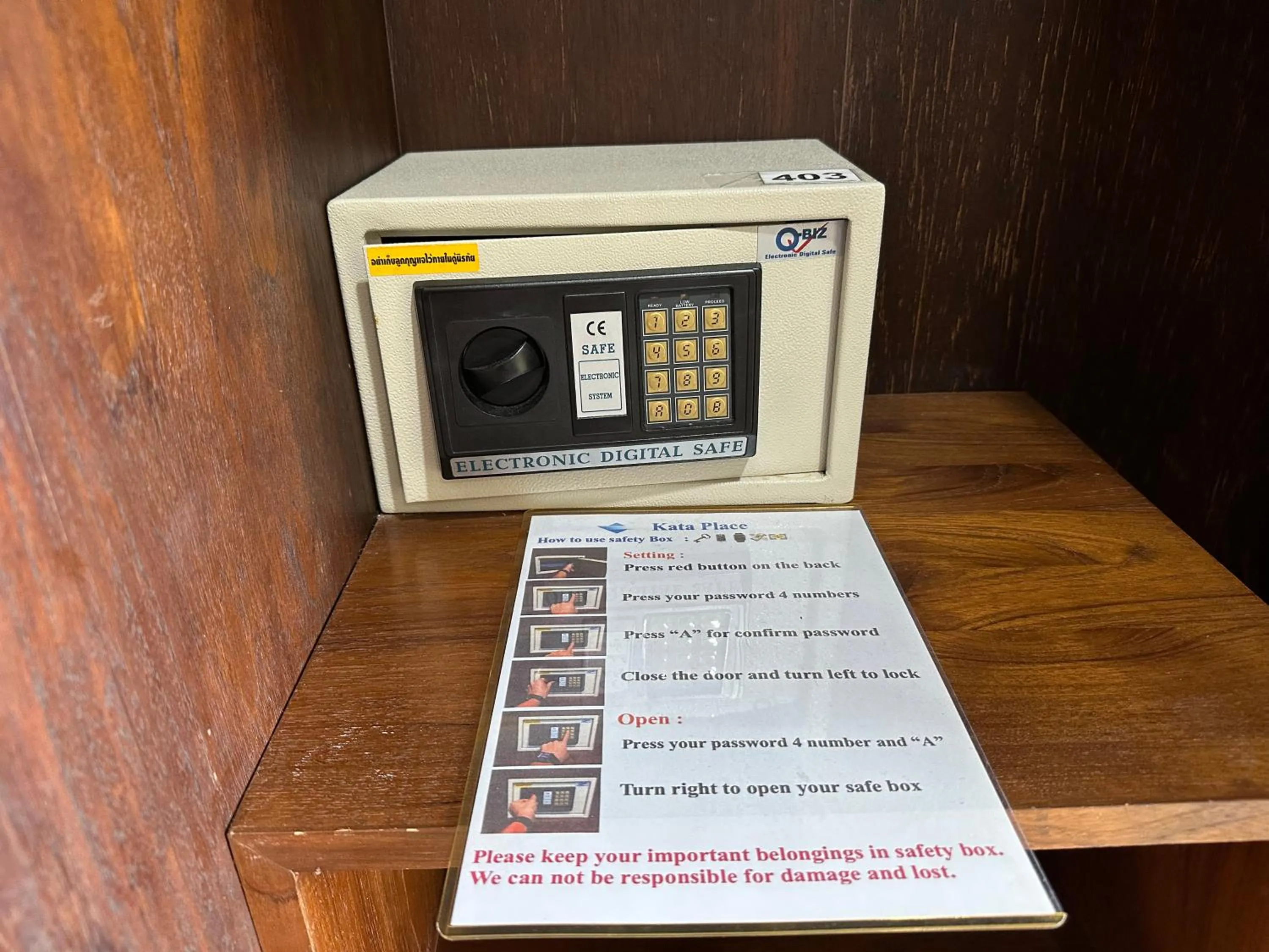 safe in Kata Place Hotel