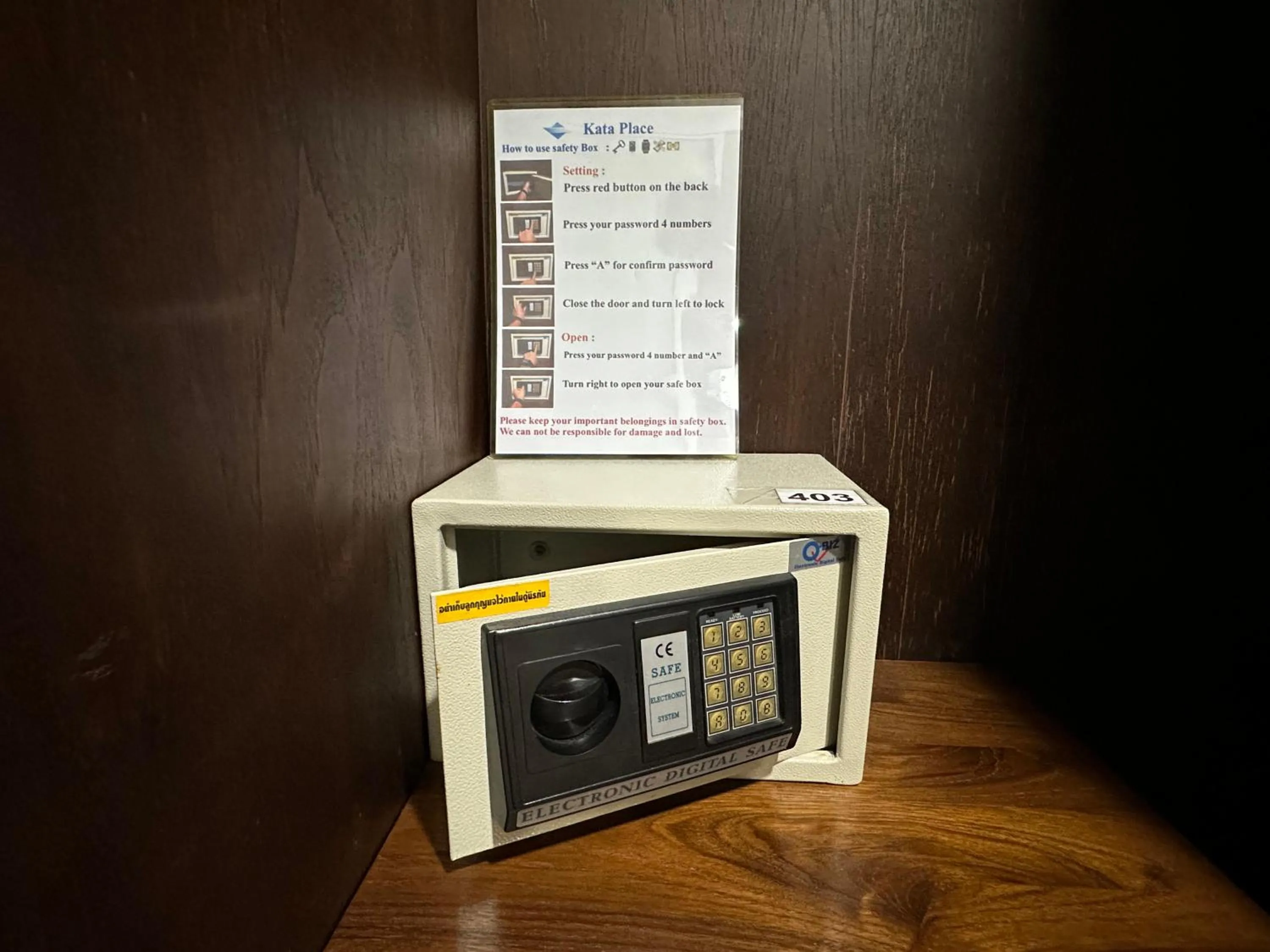 safe in Kata Place Hotel