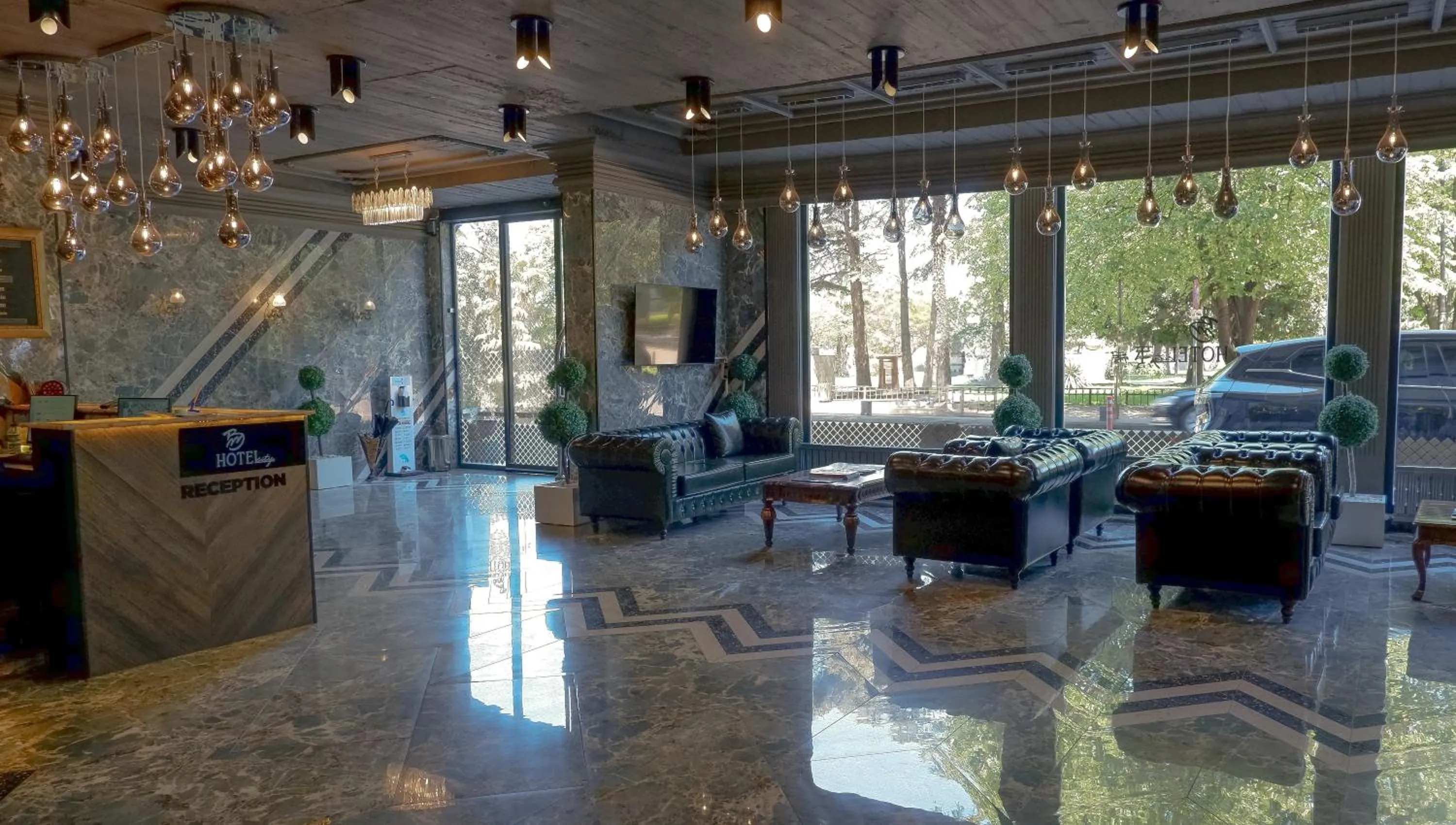 Lobby or reception in Amisos Hotel