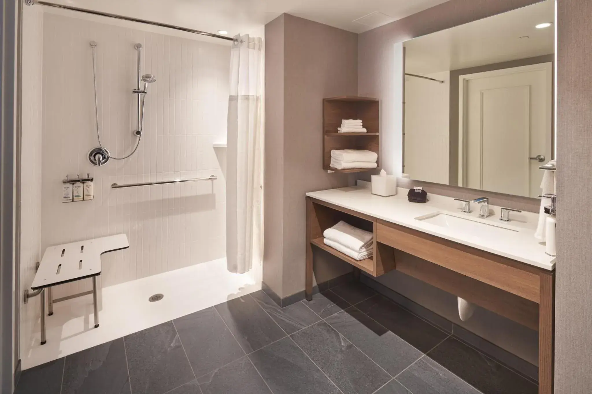 Queen Studio with Mobility Accessible Roll-In Shower in Staybridge Suites Wilmington Downtown by IHG Queen Studio with Mobility Accessible Roll-In Shower in Staybridge Suites Wilmington Downtown by IHG