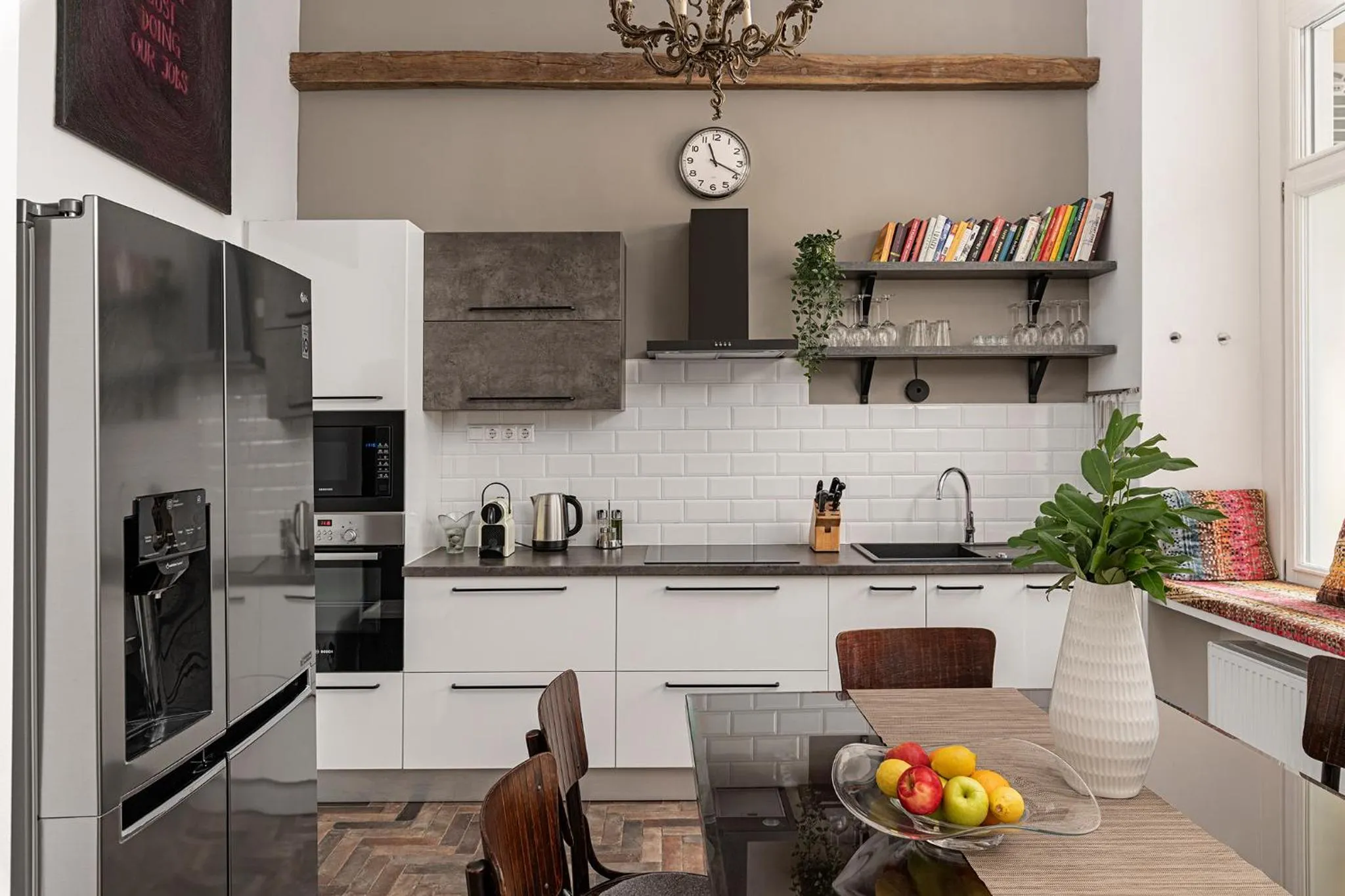 kitchen in BonBon Style Apartman Budapest