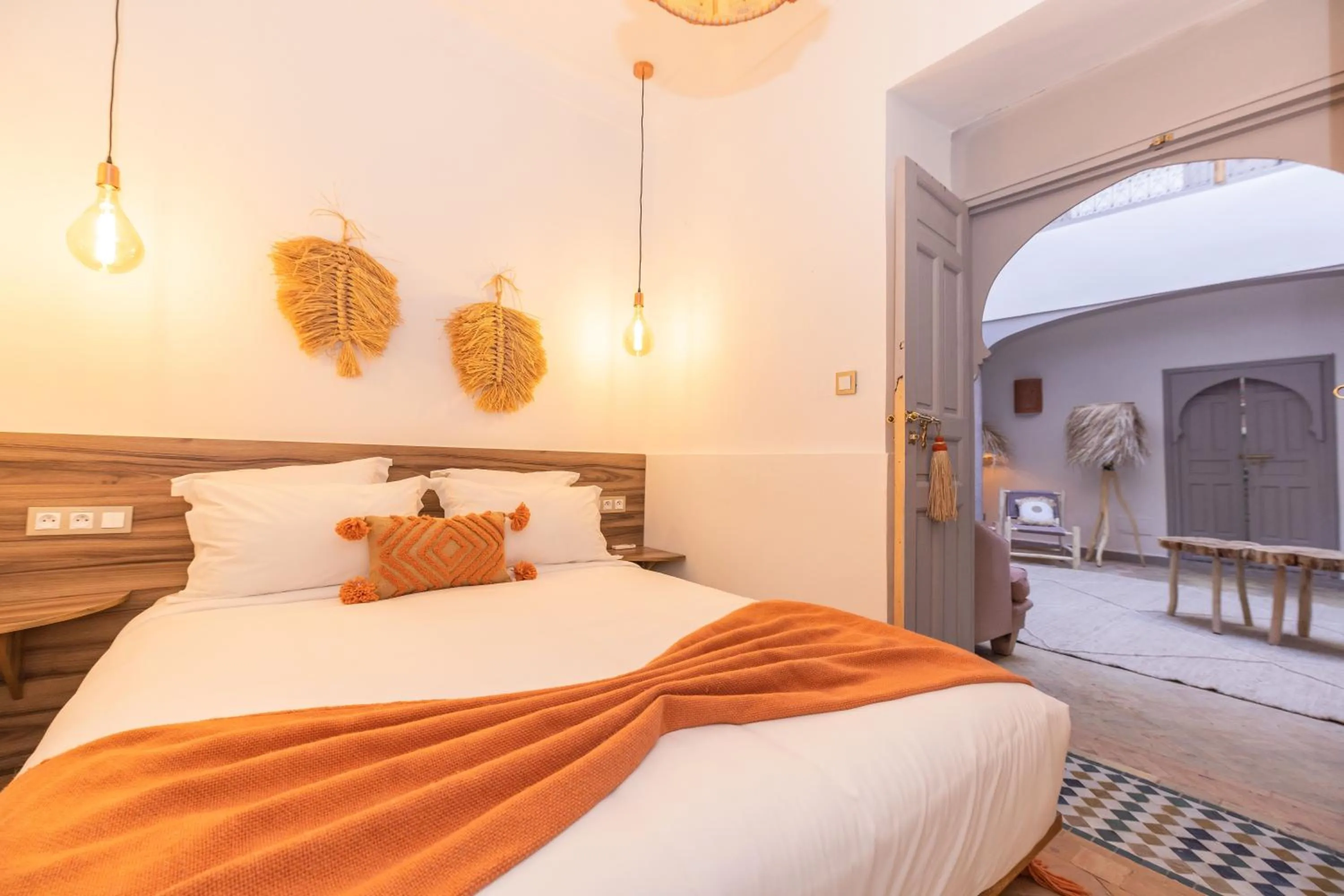 Patio, Bed in Riad Tizou