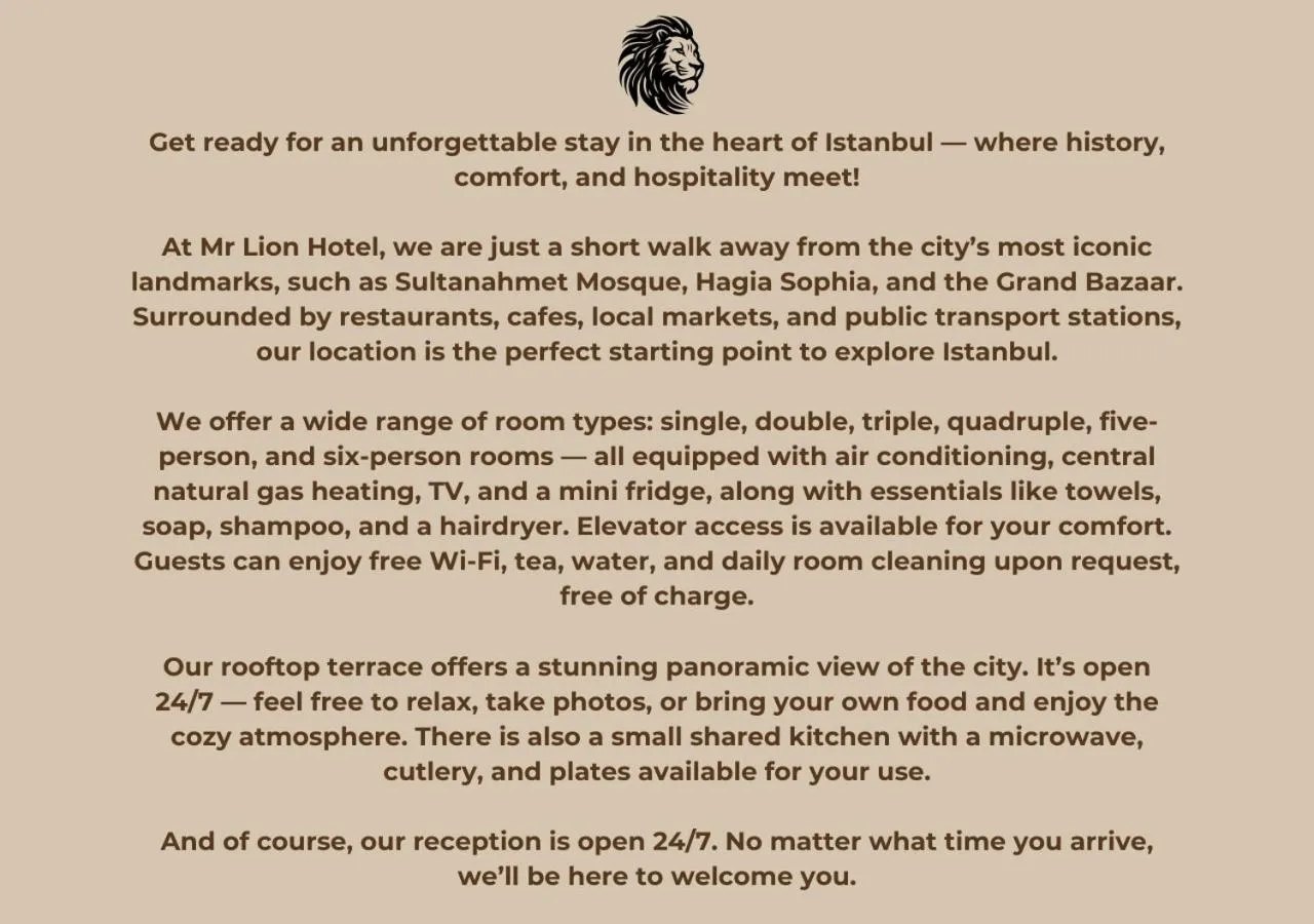 Text overlay in Mr Lion Kumkapı Otel