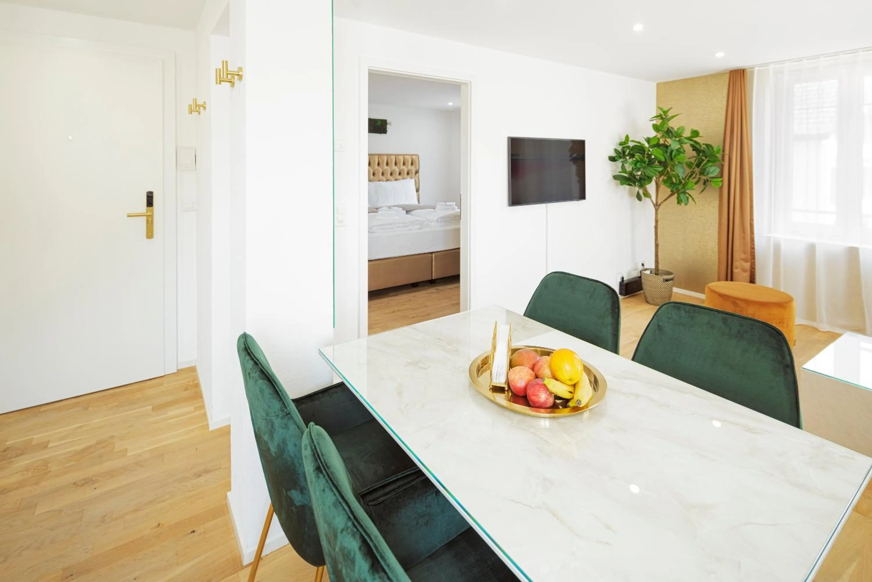 Living room in VISIMO Apartments Steigerstrasse St Gallen - Modern Living near OLMA & Hospital