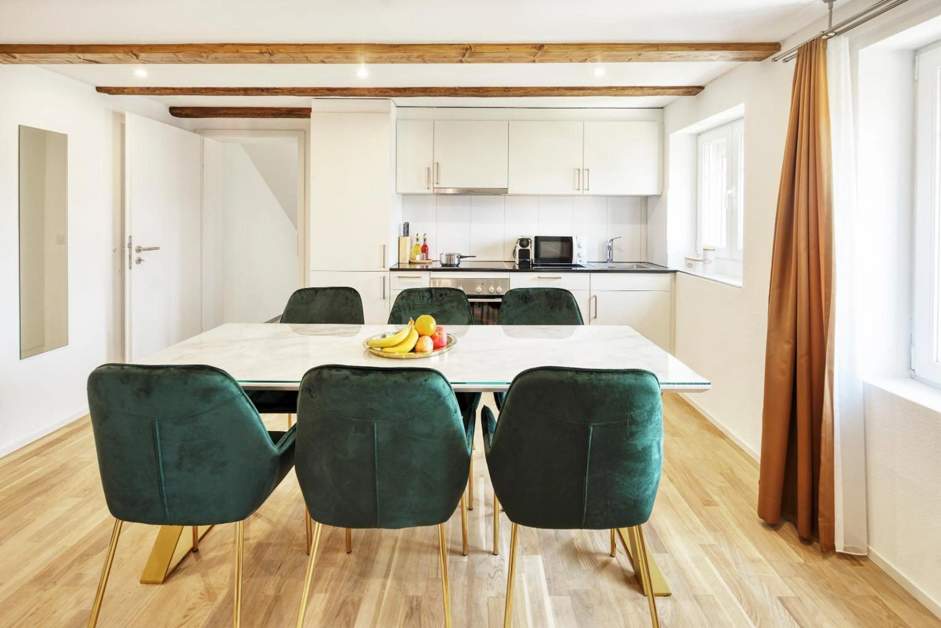 Kitchen or kitchenette in VISIMO Apartments Steigerstrasse St Gallen - Modern Living near OLMA & Hospital