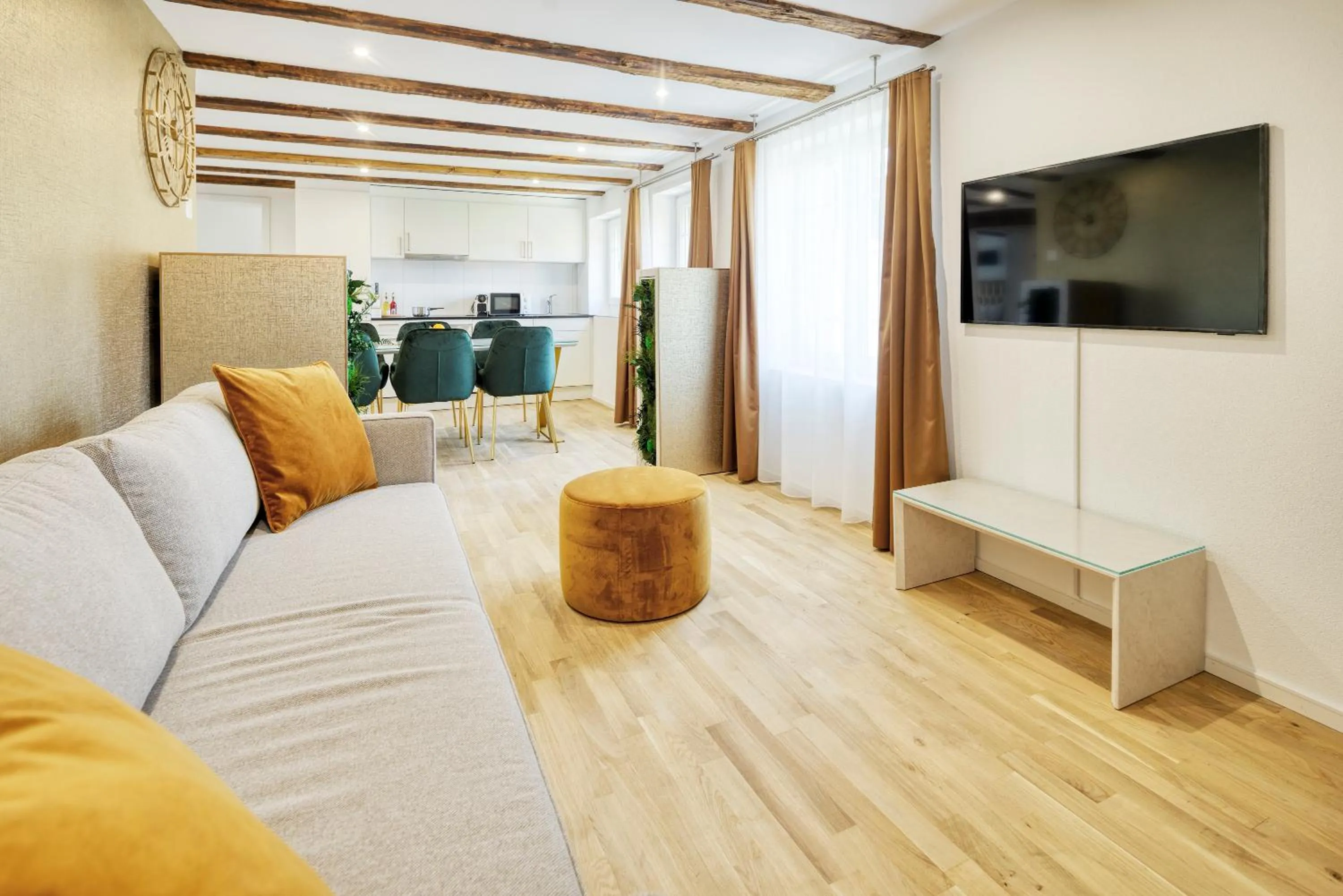 Living room in VISIMO Apartments Steigerstrasse St Gallen - Modern Living near OLMA & Hospital