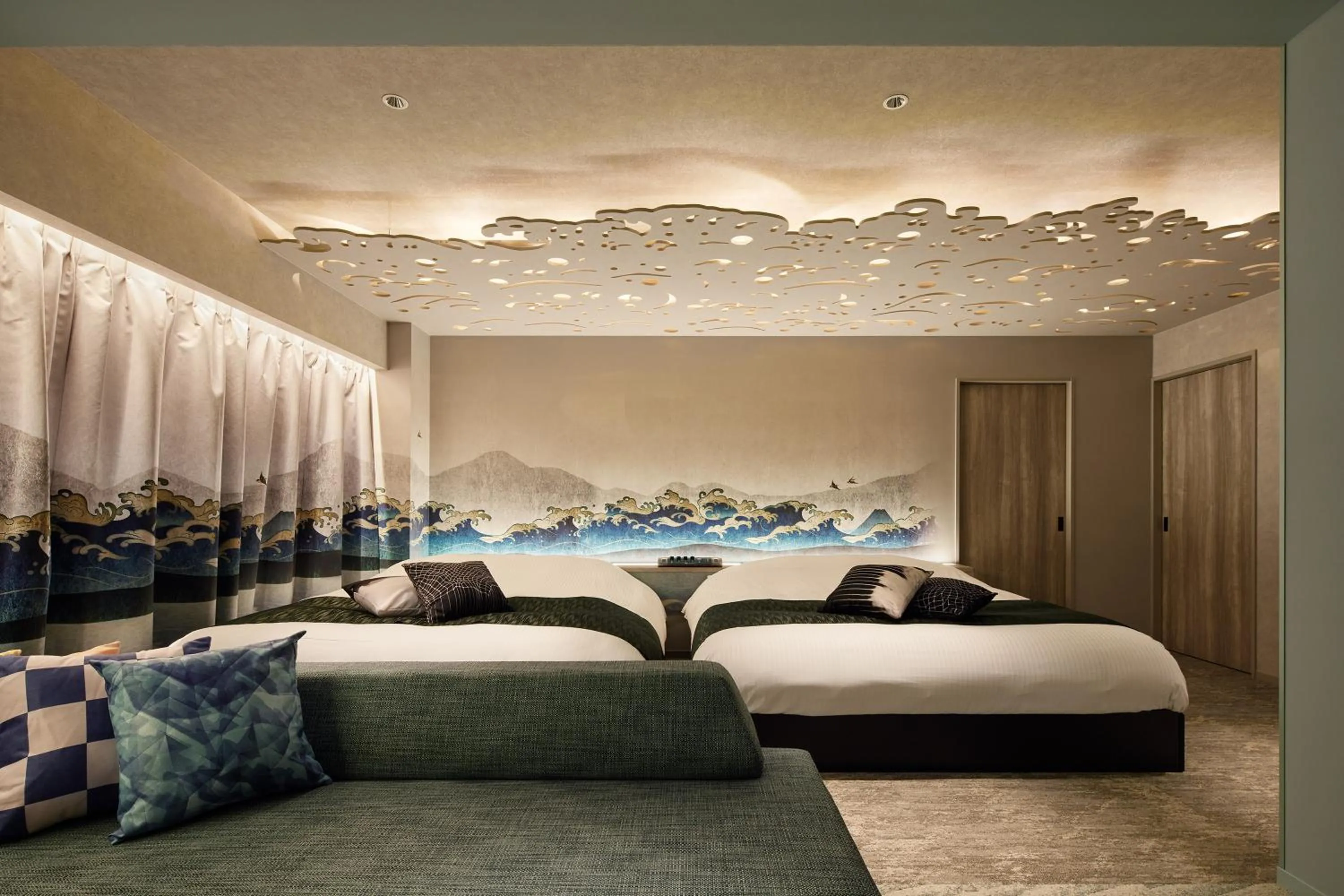 Bed in Yatomi Hotel Nuqu Natural Hot Spring