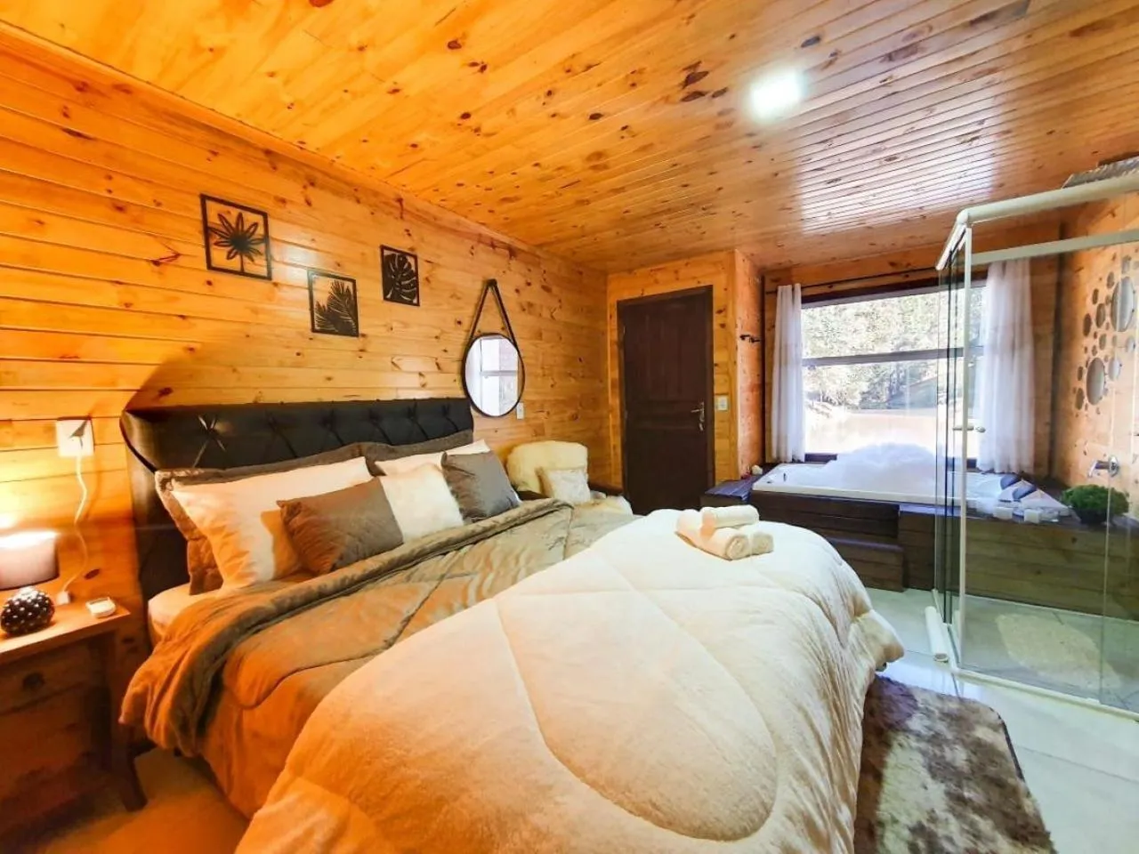 View (from property/room), Bed in Cabana Brisa Serrana - Urubici-SC