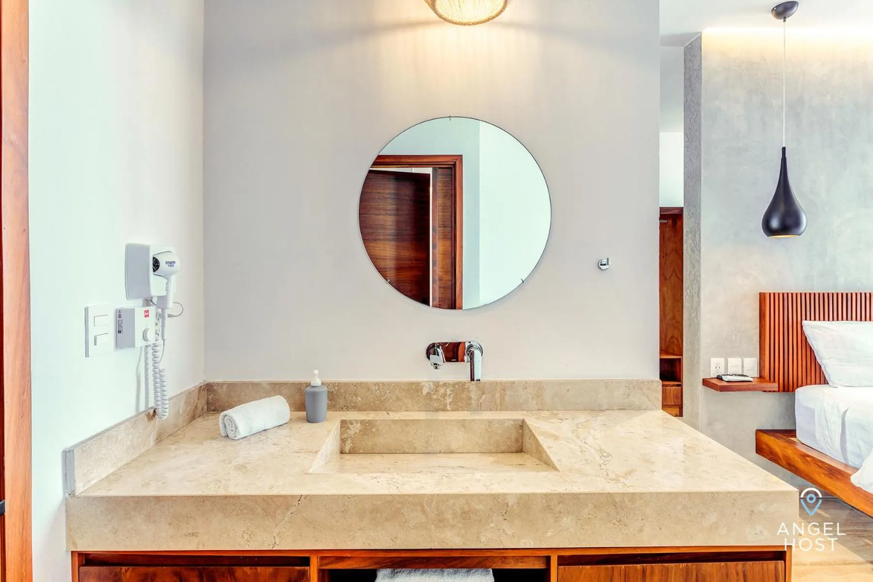 Bathroom in Chic Condotel with Roof Pool 10-Min Walk to Beach