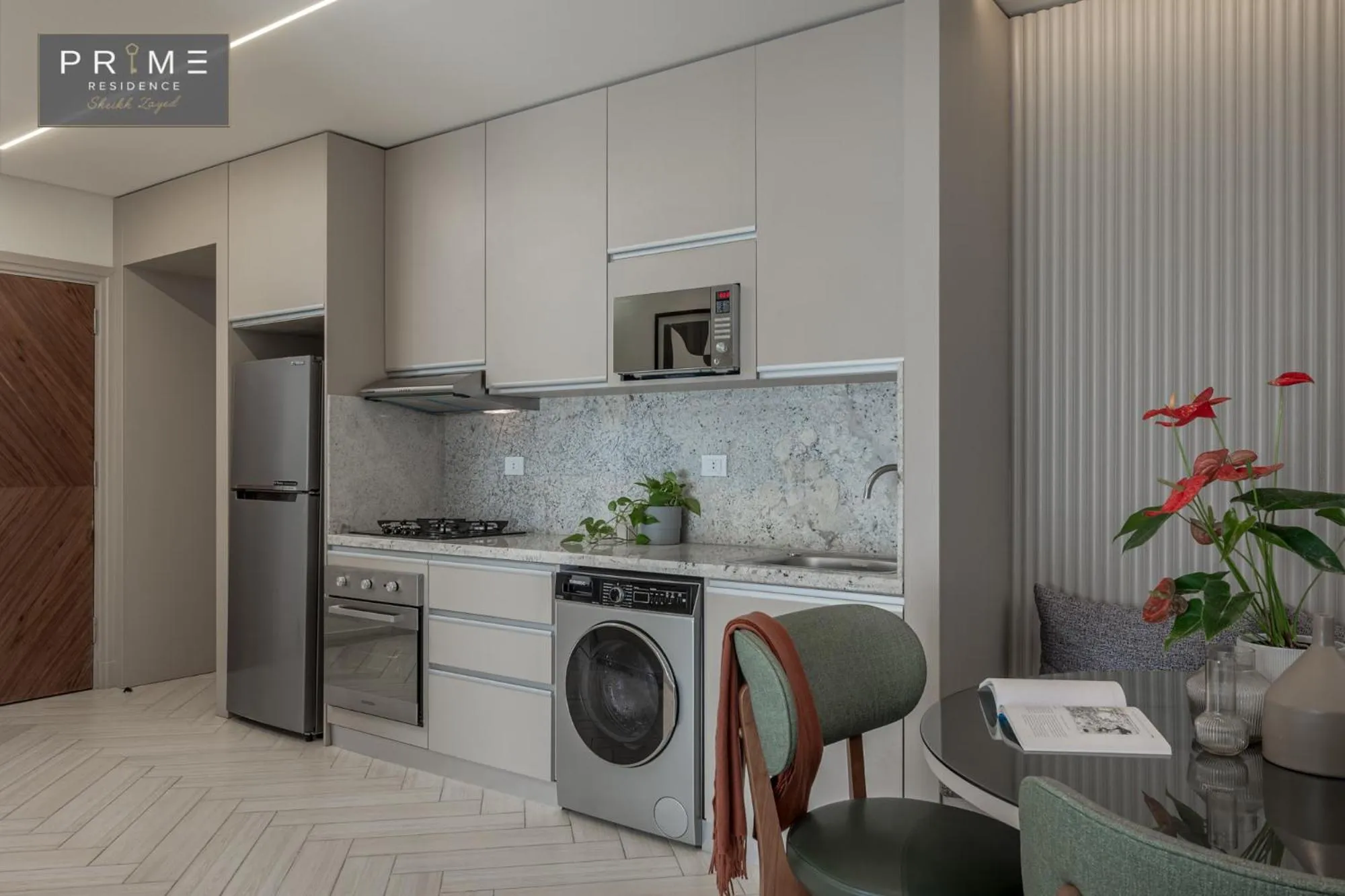 kitchen in Prime Residence Sheikh Zayed