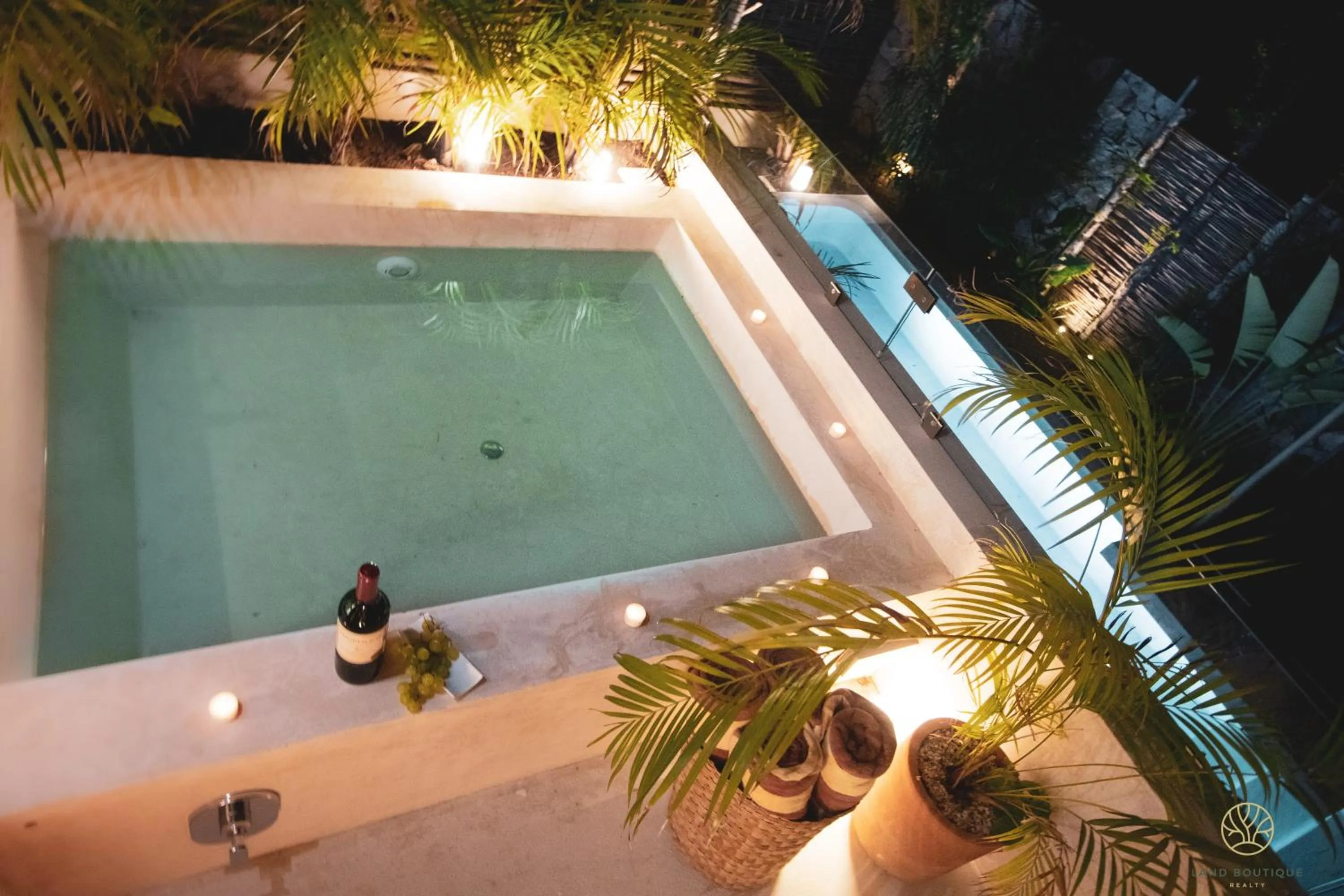 Pool view in Spacious 2BR apt · Wide balcony w/tub & Yoga deck