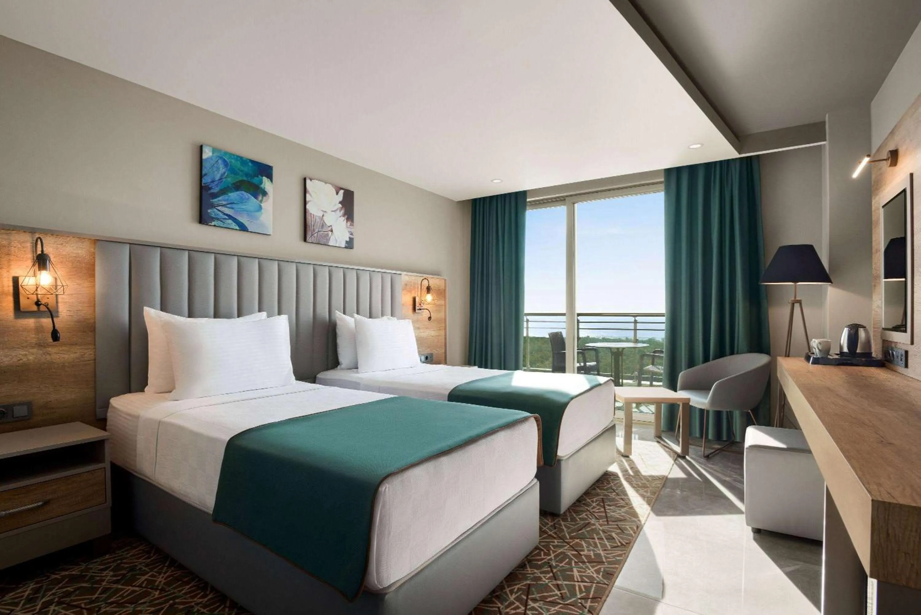 Balcony/Terrace, Bed in Ramada Resort By Wyndham Kizkalesi