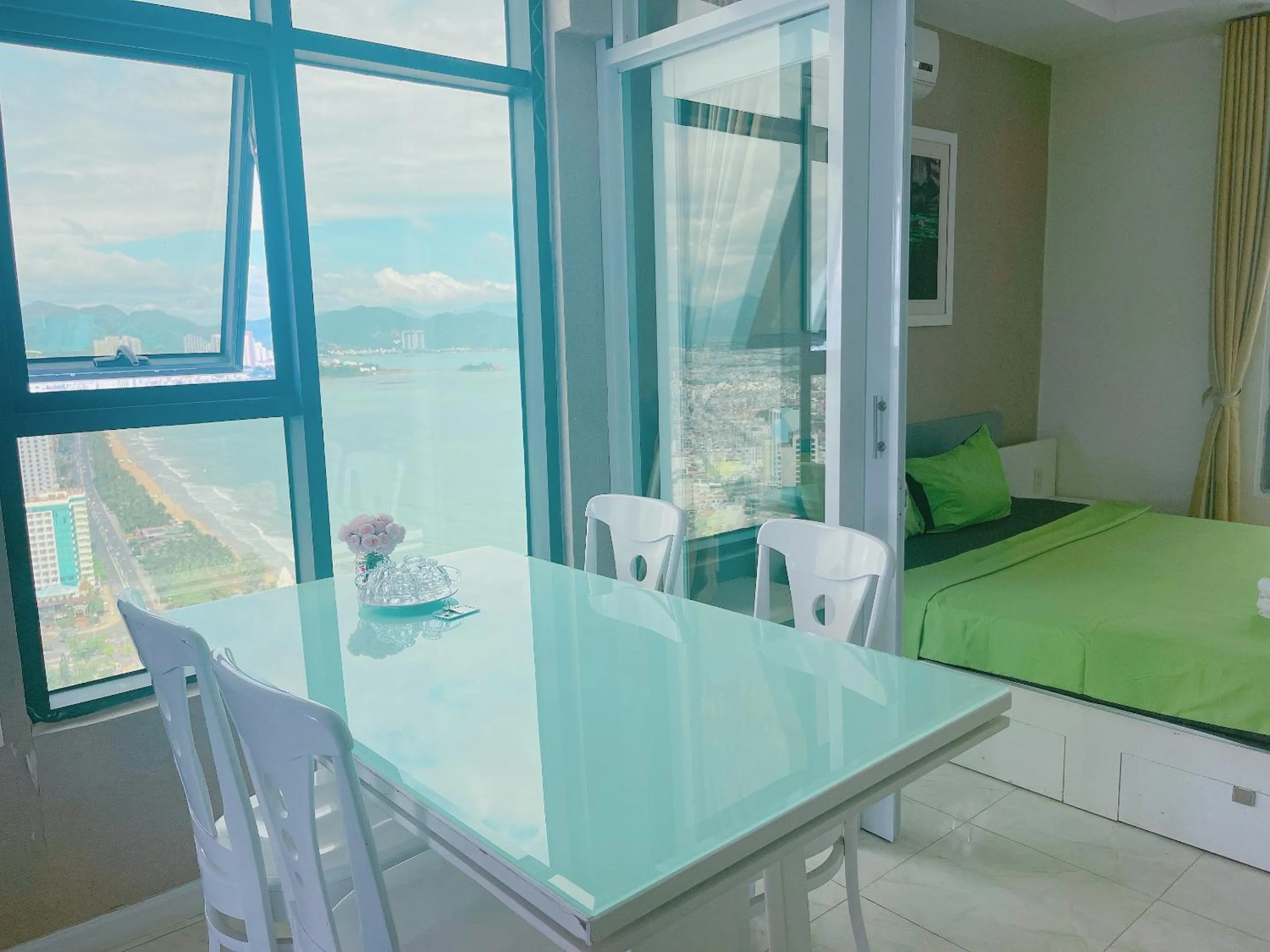 View (from property/room), Bed in Pearl Nha Trang Beach Apartment