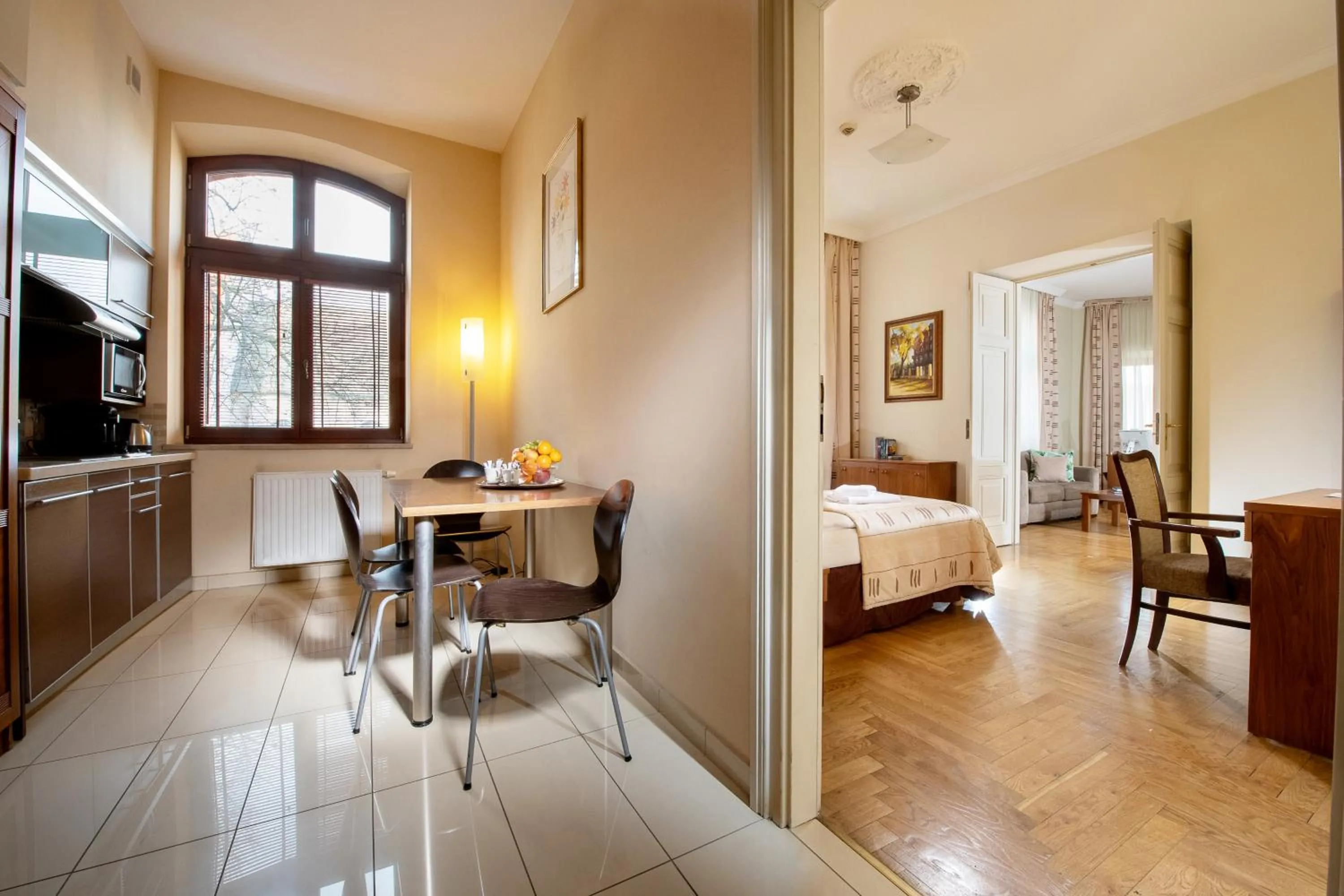 Living room, Bed in Red Brick Apartments
