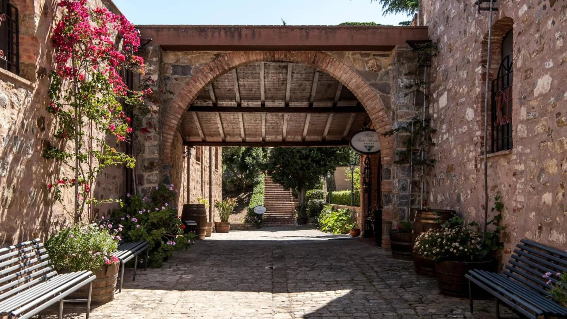 Patio in Relais Abbazia Santa Anastasia Resort & Winery