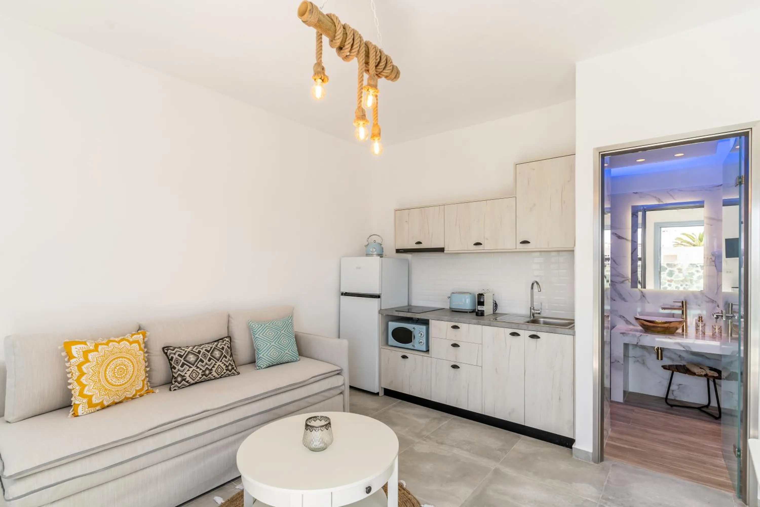 Seating area in SantoRossa Luxury Villas