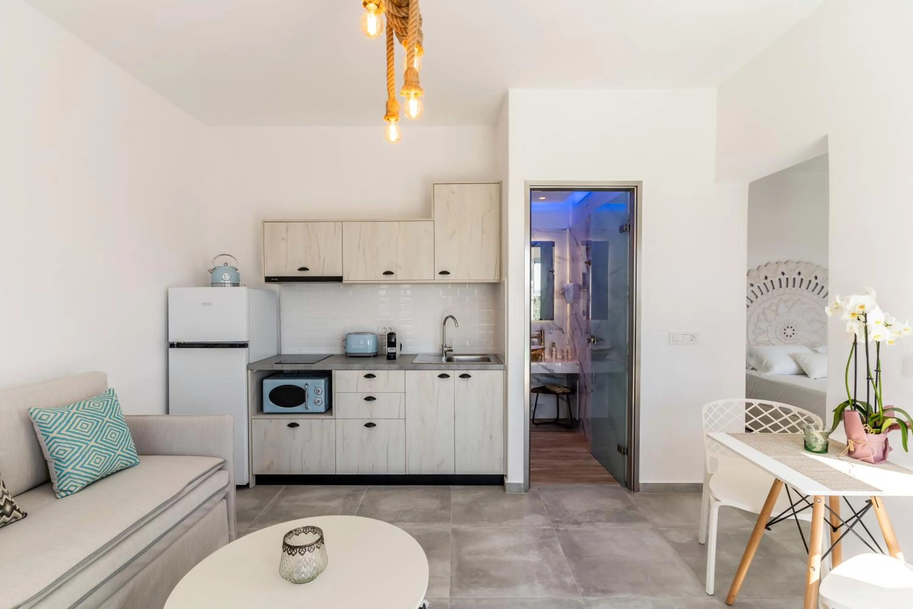 Seating area in SantoRossa Luxury Villas