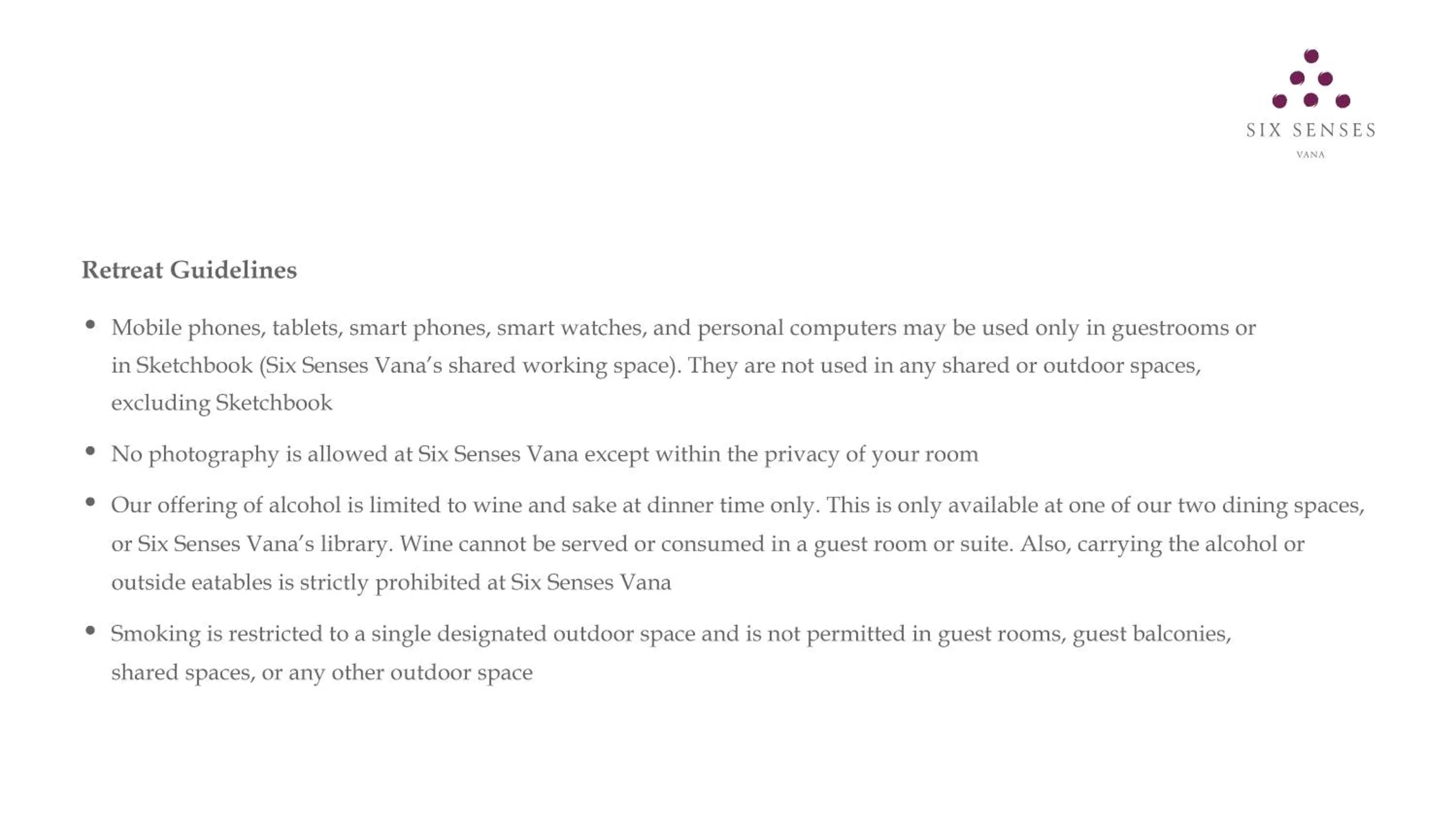 Text overlay in Six Senses Vana - A Wellness Retreat