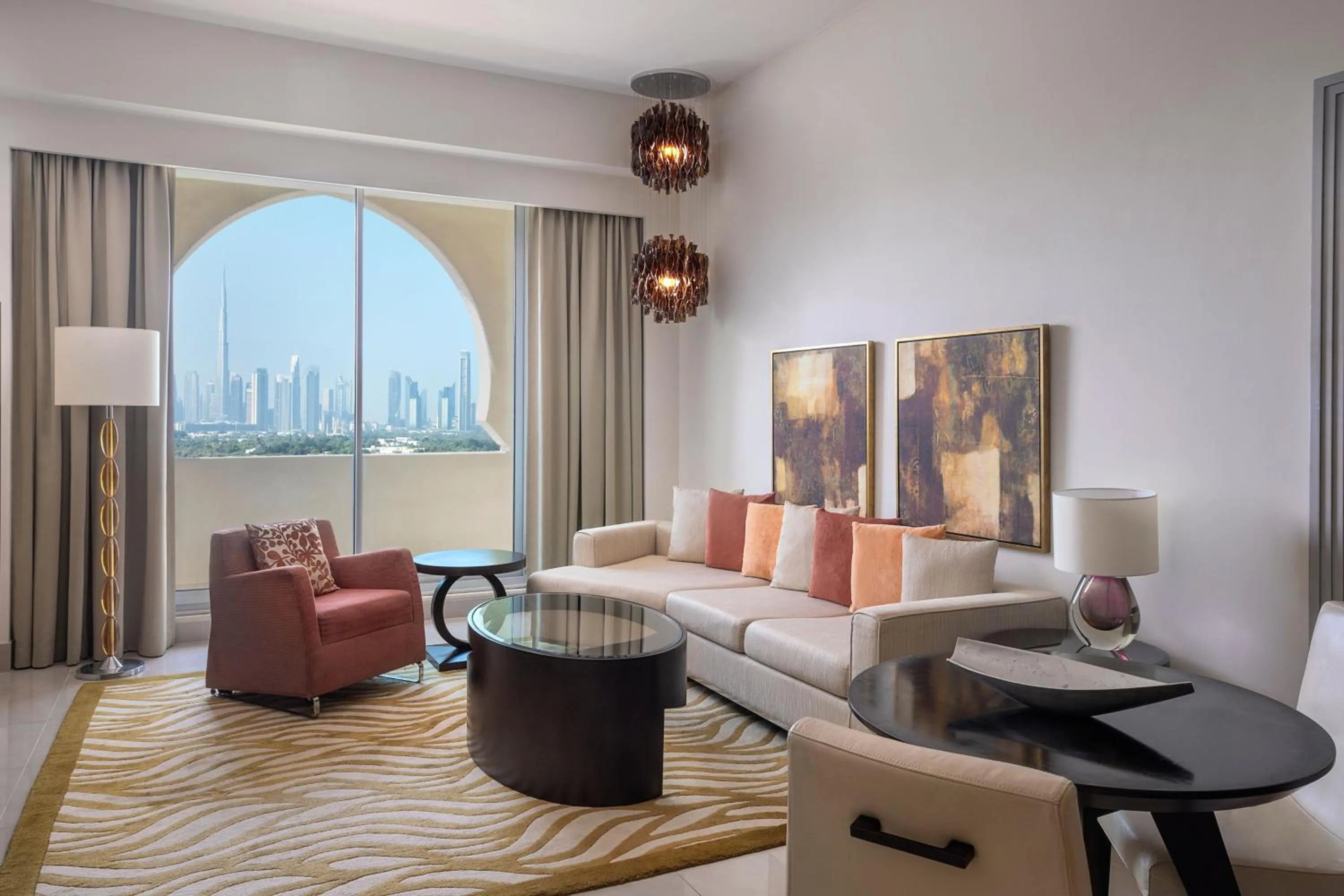 Living room, Bed in Marriott Executive Apartments Al Jaddaf, Dubai