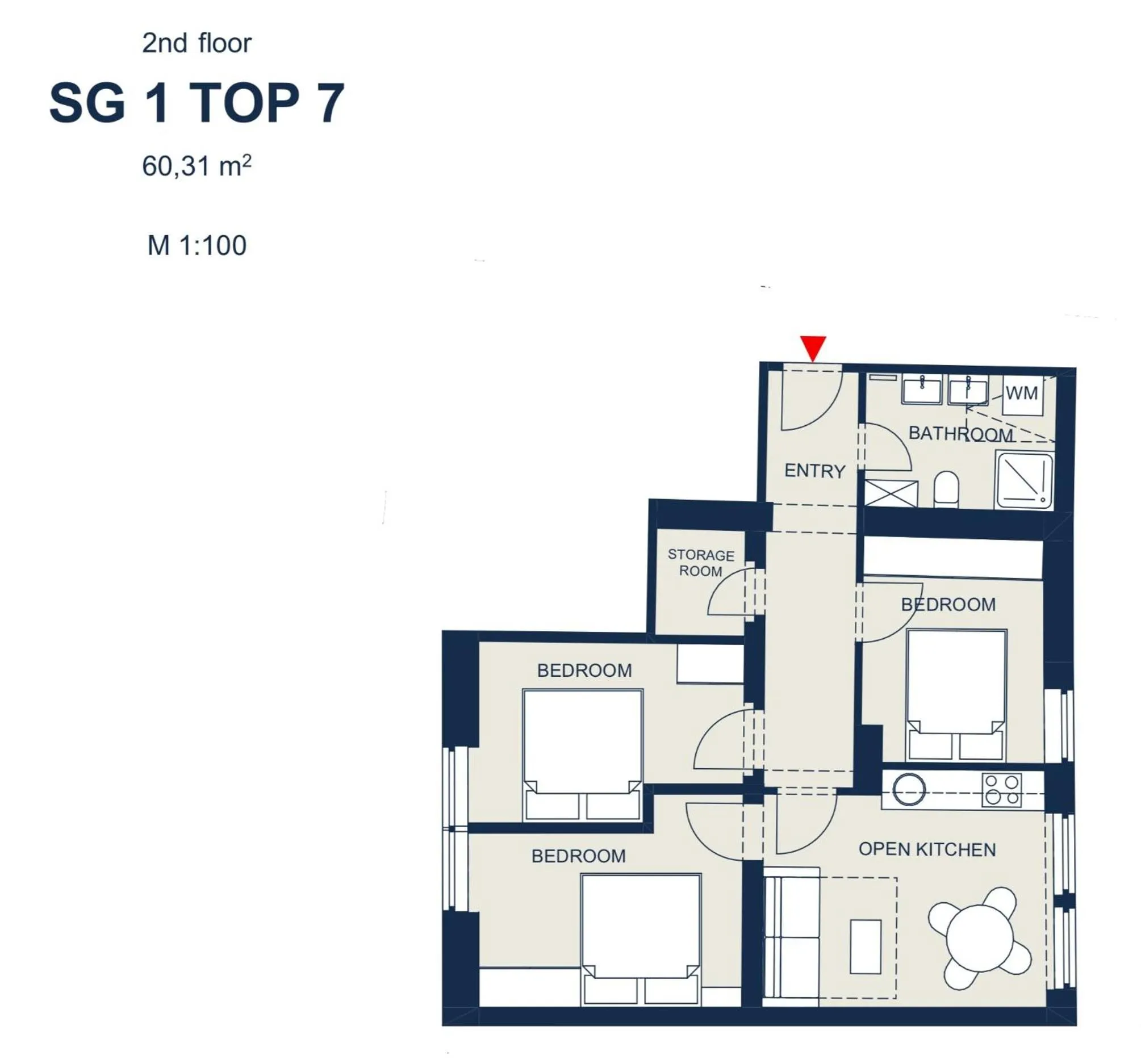 Floor plan in easy-flat Hauptplatz - City Center Apartments with a Kitchen