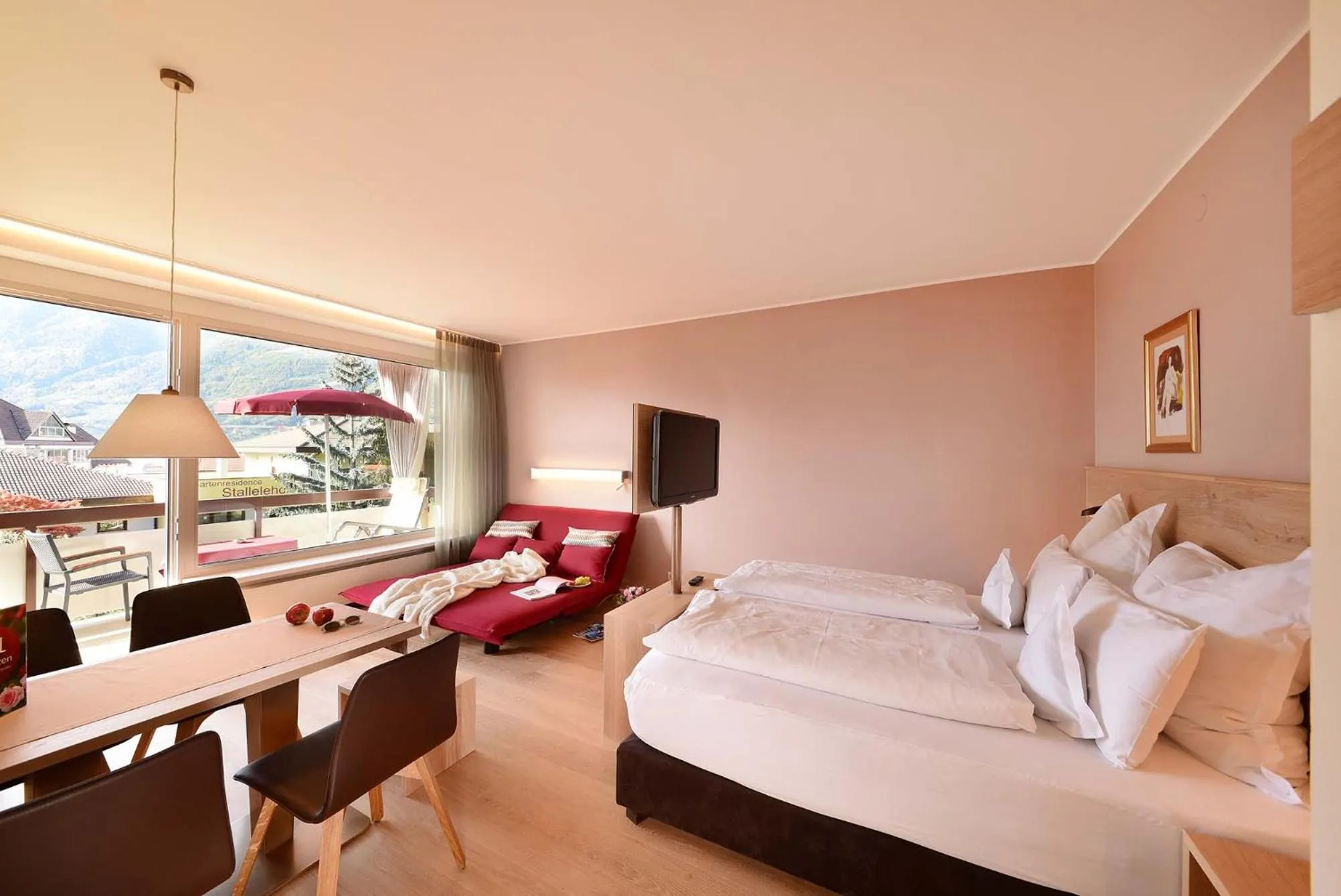 Balcony/Terrace, Bed in Hotel Gartenresidence Zea Curtis