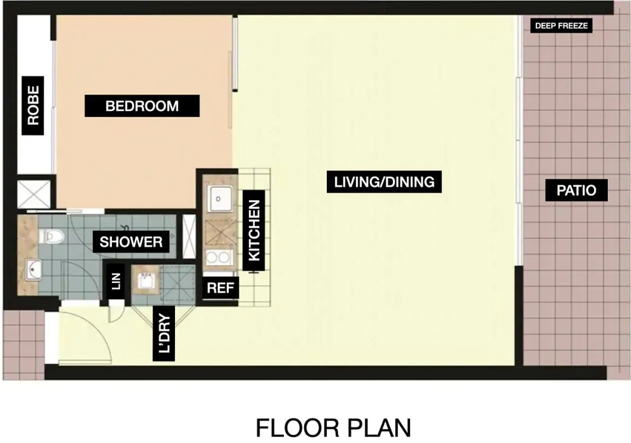 Floor plan in Lovely One Bedroom Apartment "Cairns Harbour Lights"