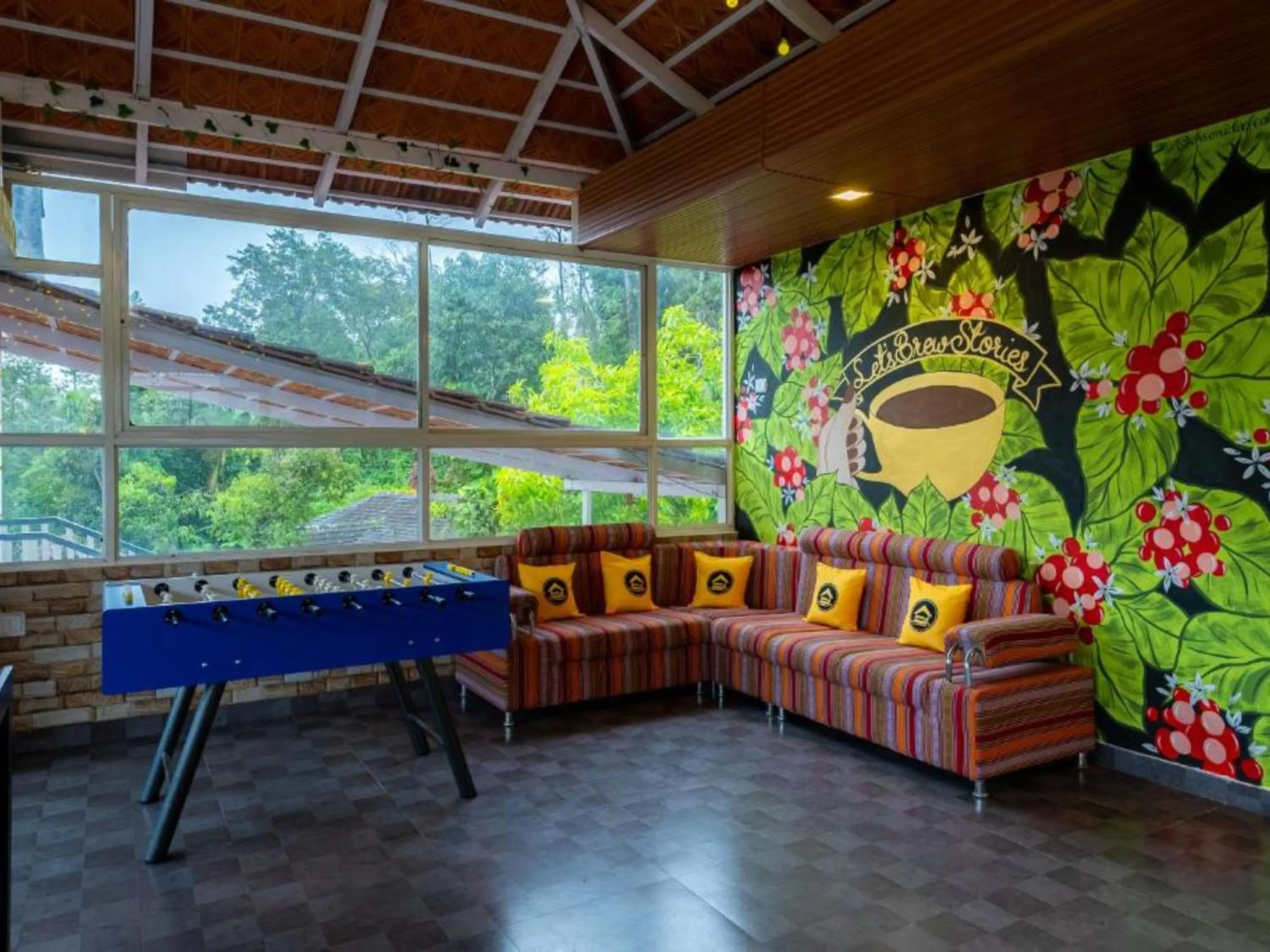 Living room in The Hosteller Coorg, Madikeri