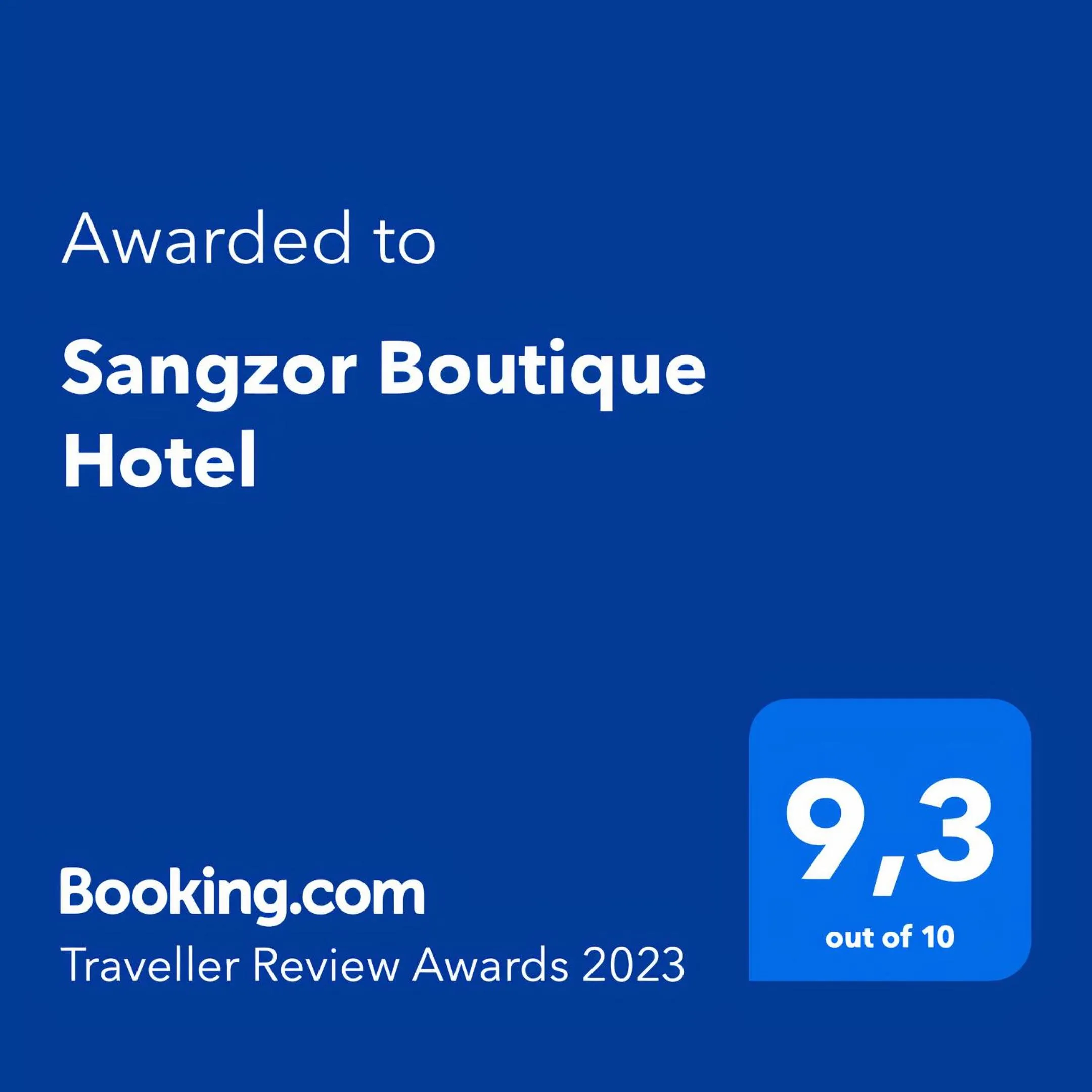 Certificate/Award in Sangzor Boutique Hotel