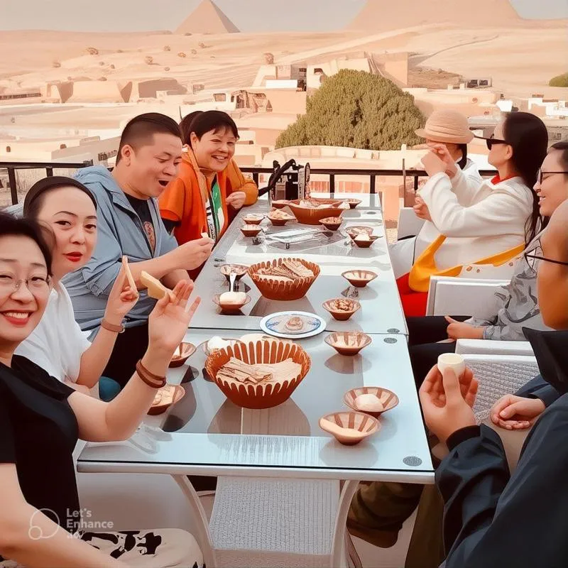 People in Golden Pyramids Inn