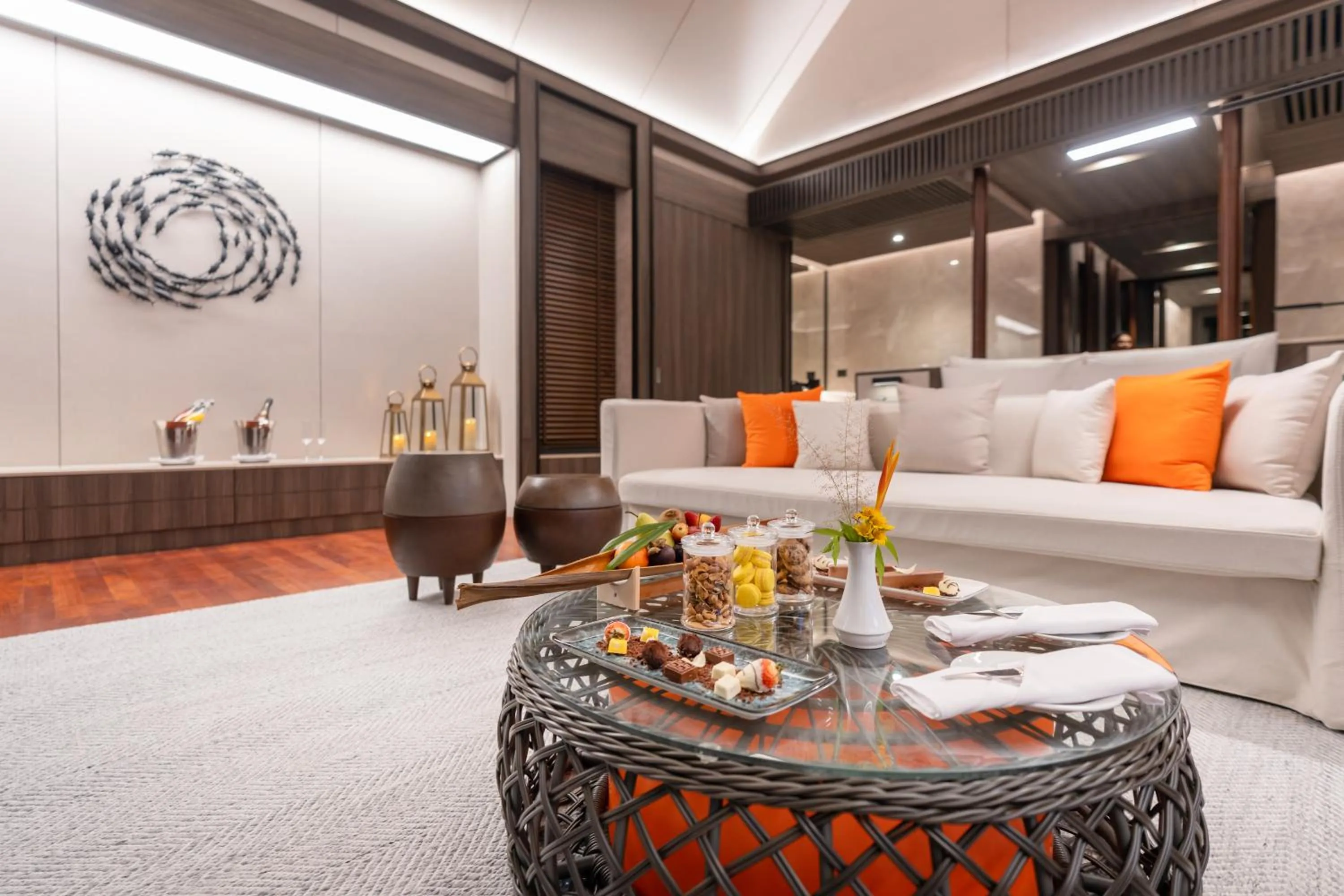 Seating area in Madifushi Private Island- Free return seaplane transfr for min 5 nights