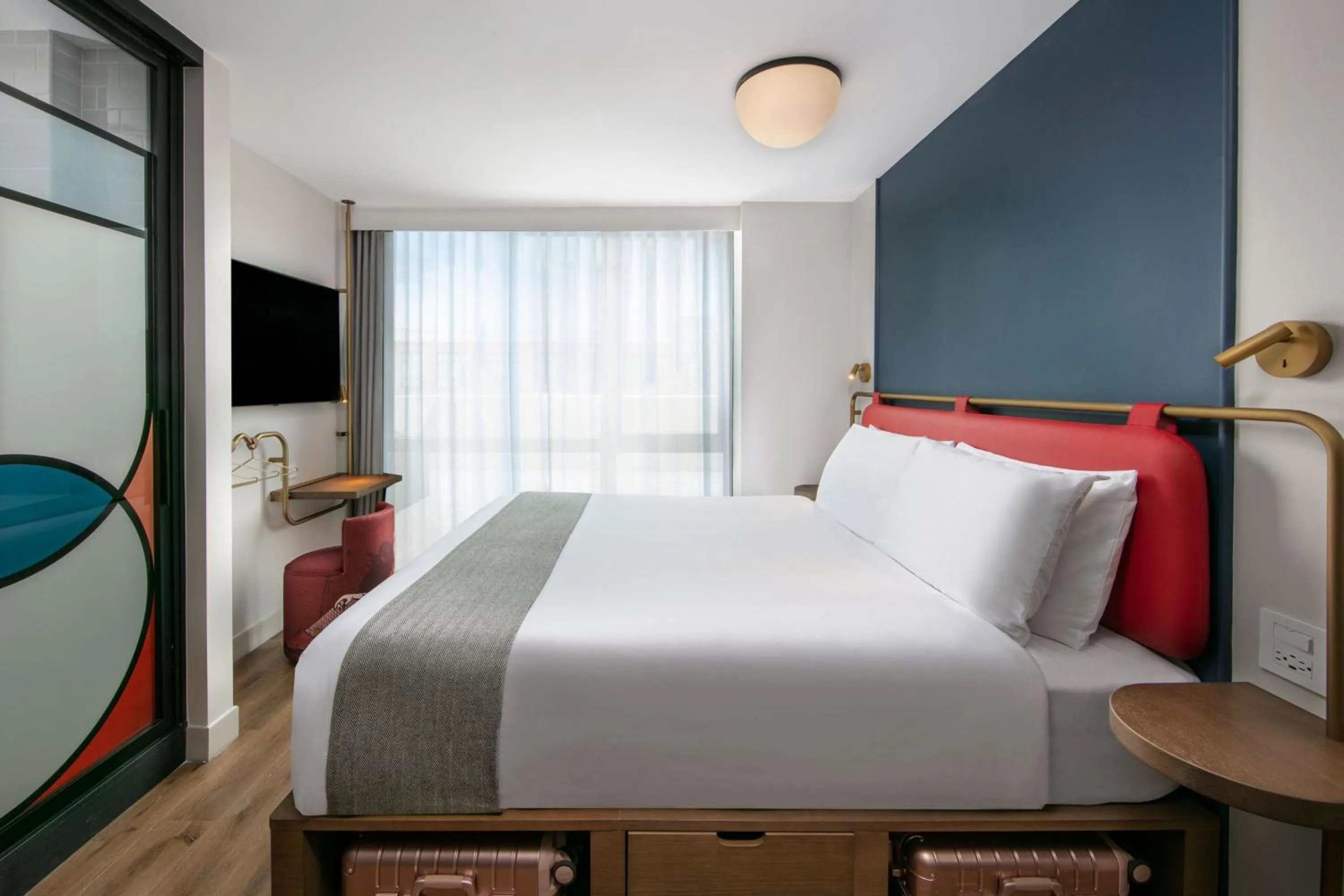 Bedroom, Bed in Moxy NYC Lower East Side