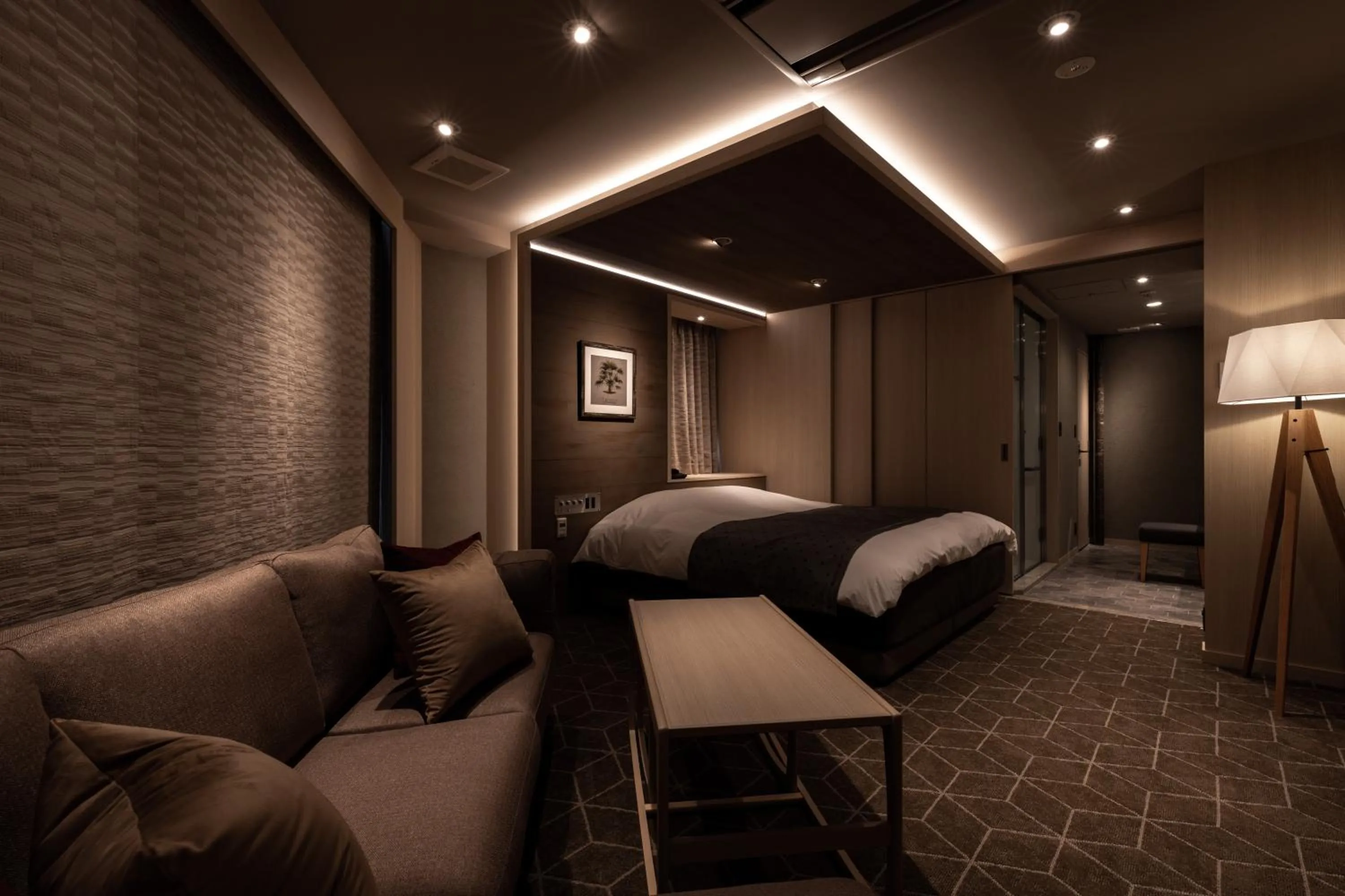 Living room, Bed in Y-HOTEL