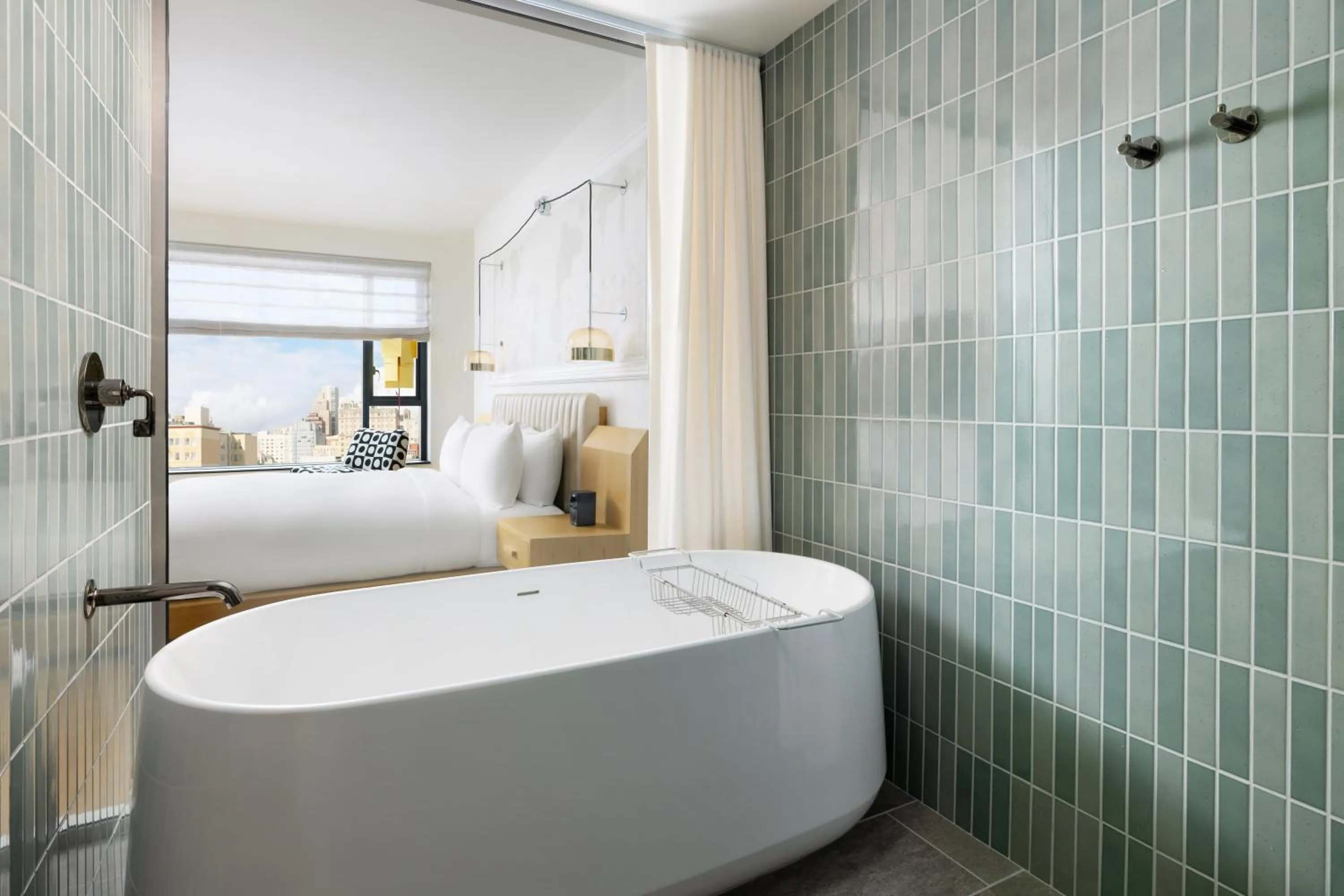 Bathroom, Bed in Timbri Hotel San Francisco, Curio Collection by Hilton