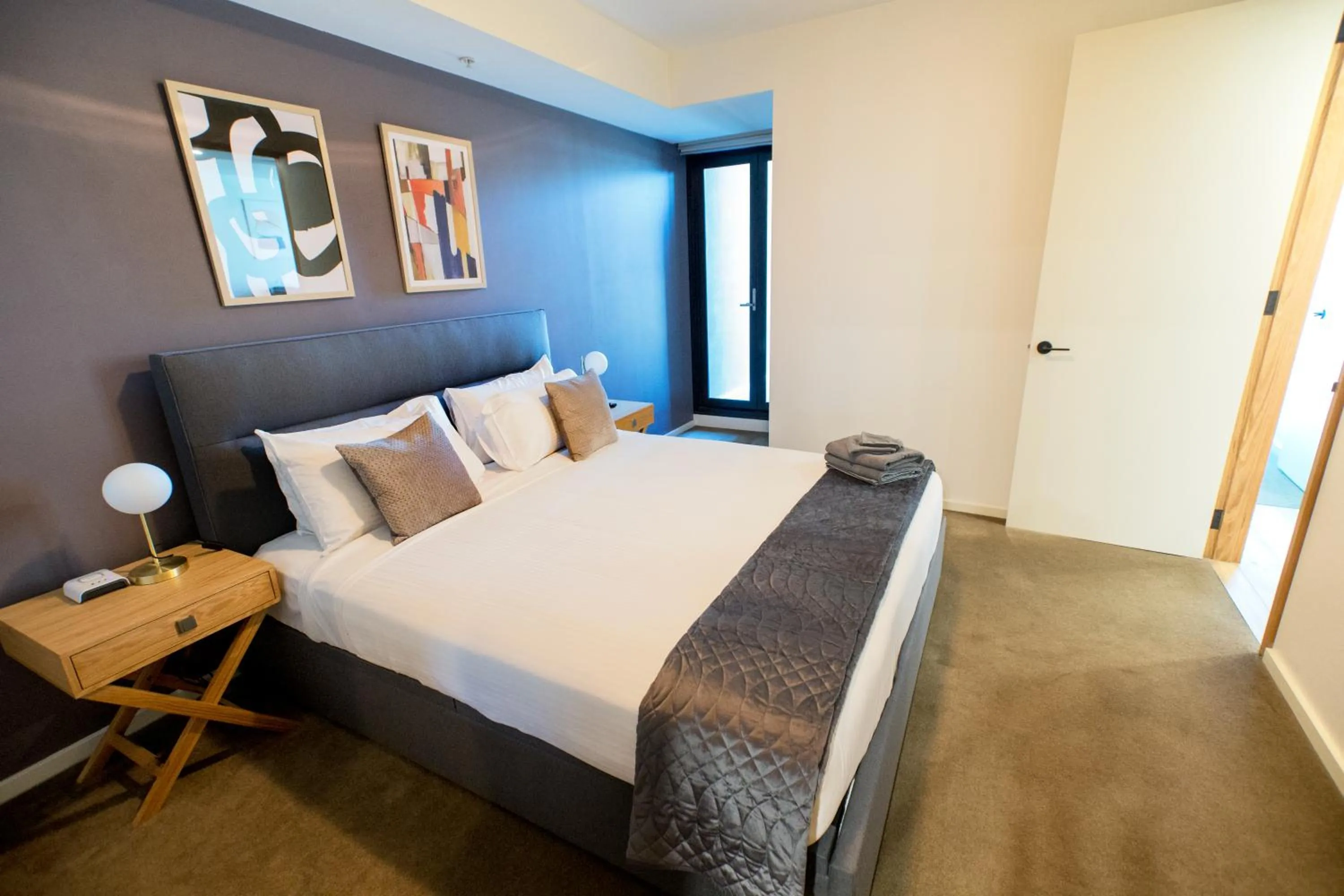 Bedroom, Bed in Melbourne Holiday Apartments Flinders Wharf