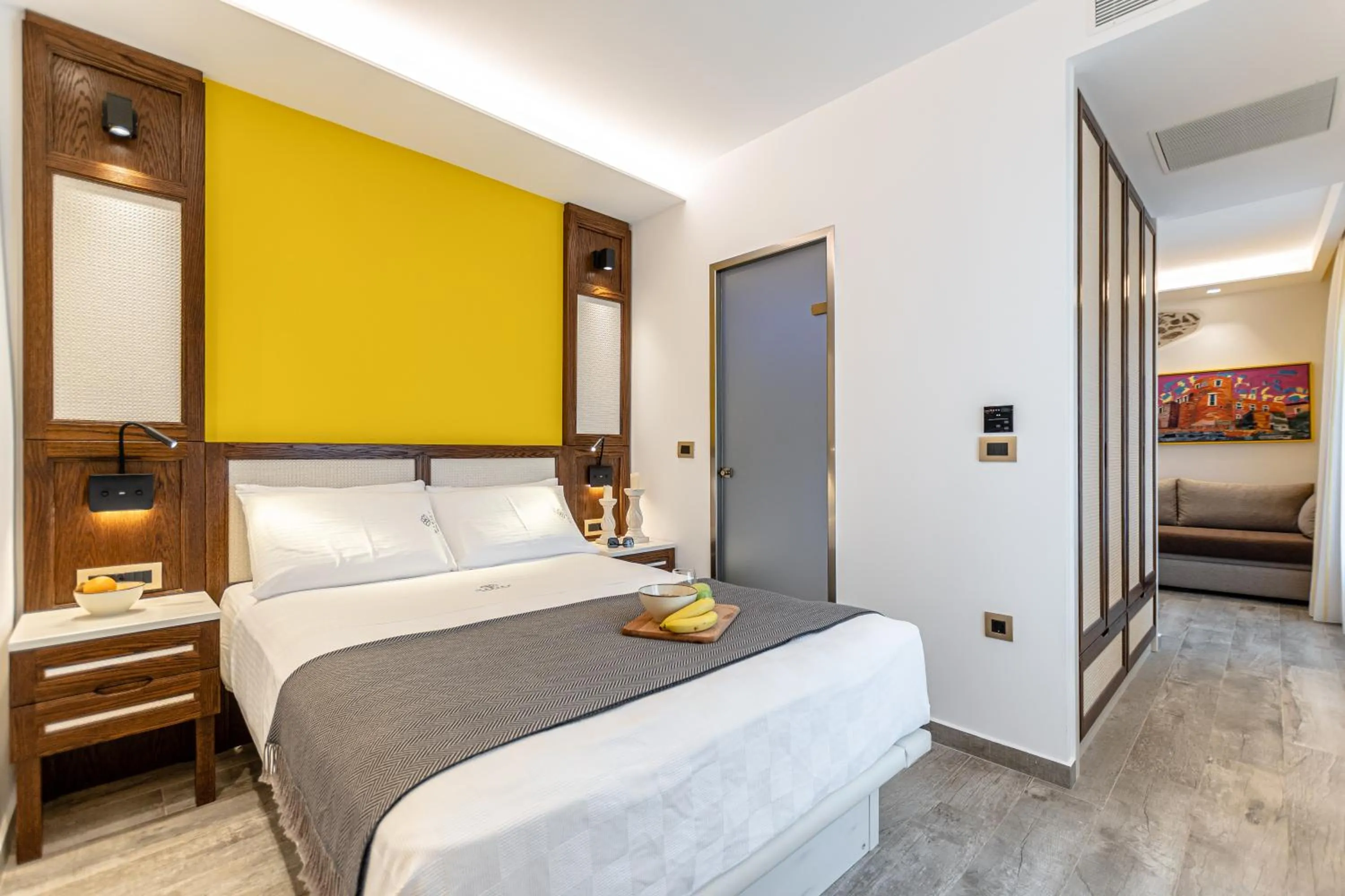 Bed in Mariet Naxos Elegant Suites