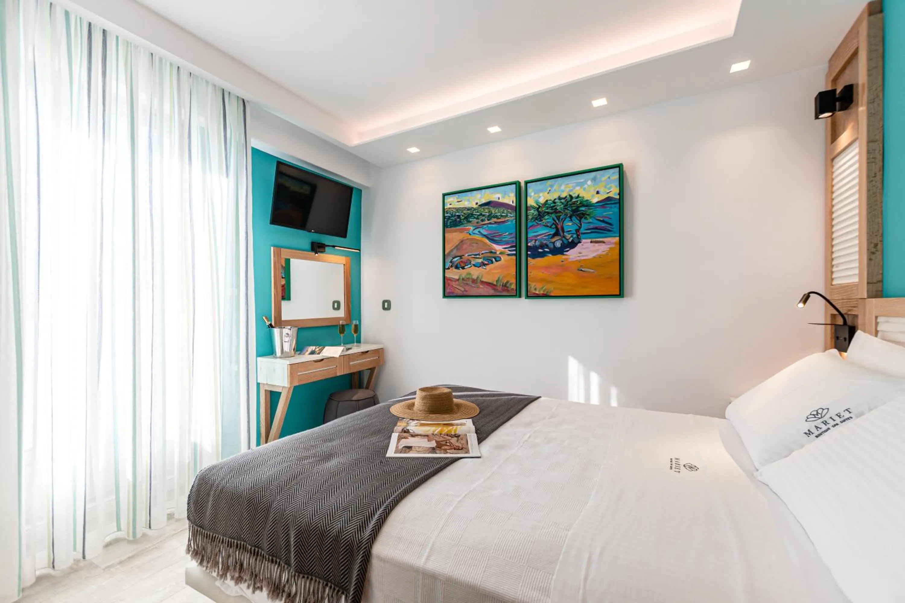 Bed in Mariet Naxos Elegant Suites