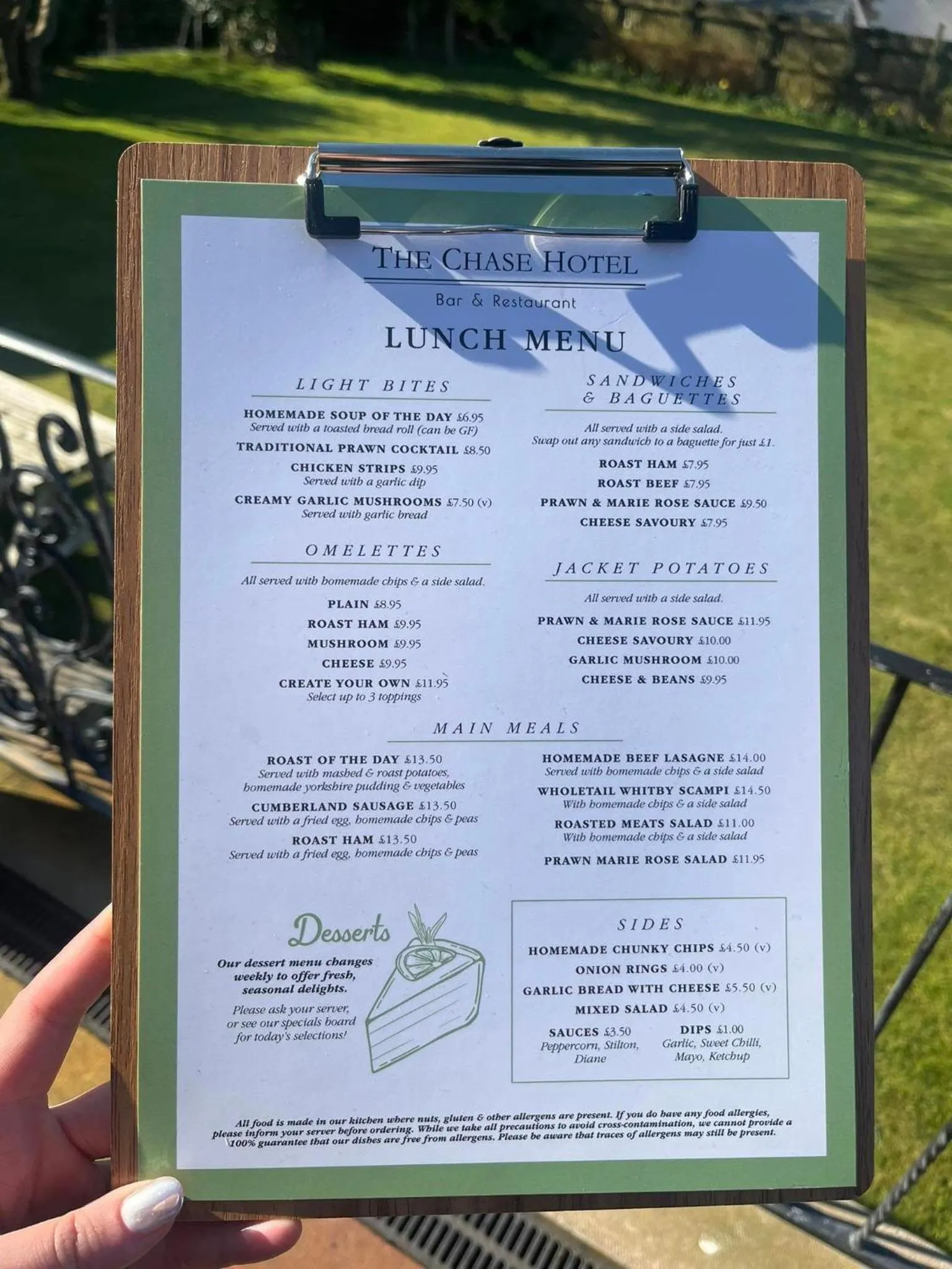 Restaurant/places to eat in Chase Hotel