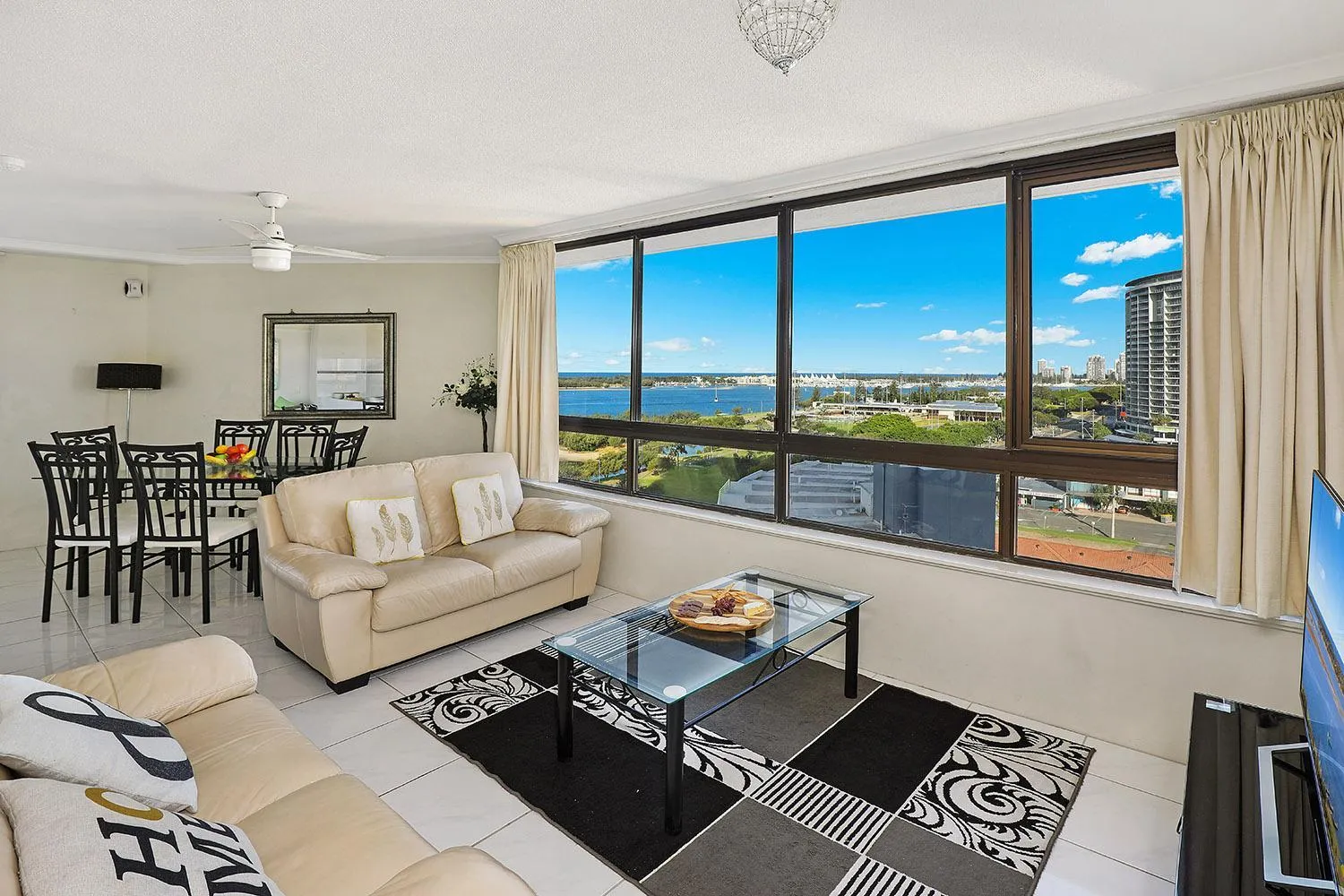 Living room in Palmerston Tower on Southport Broadwater