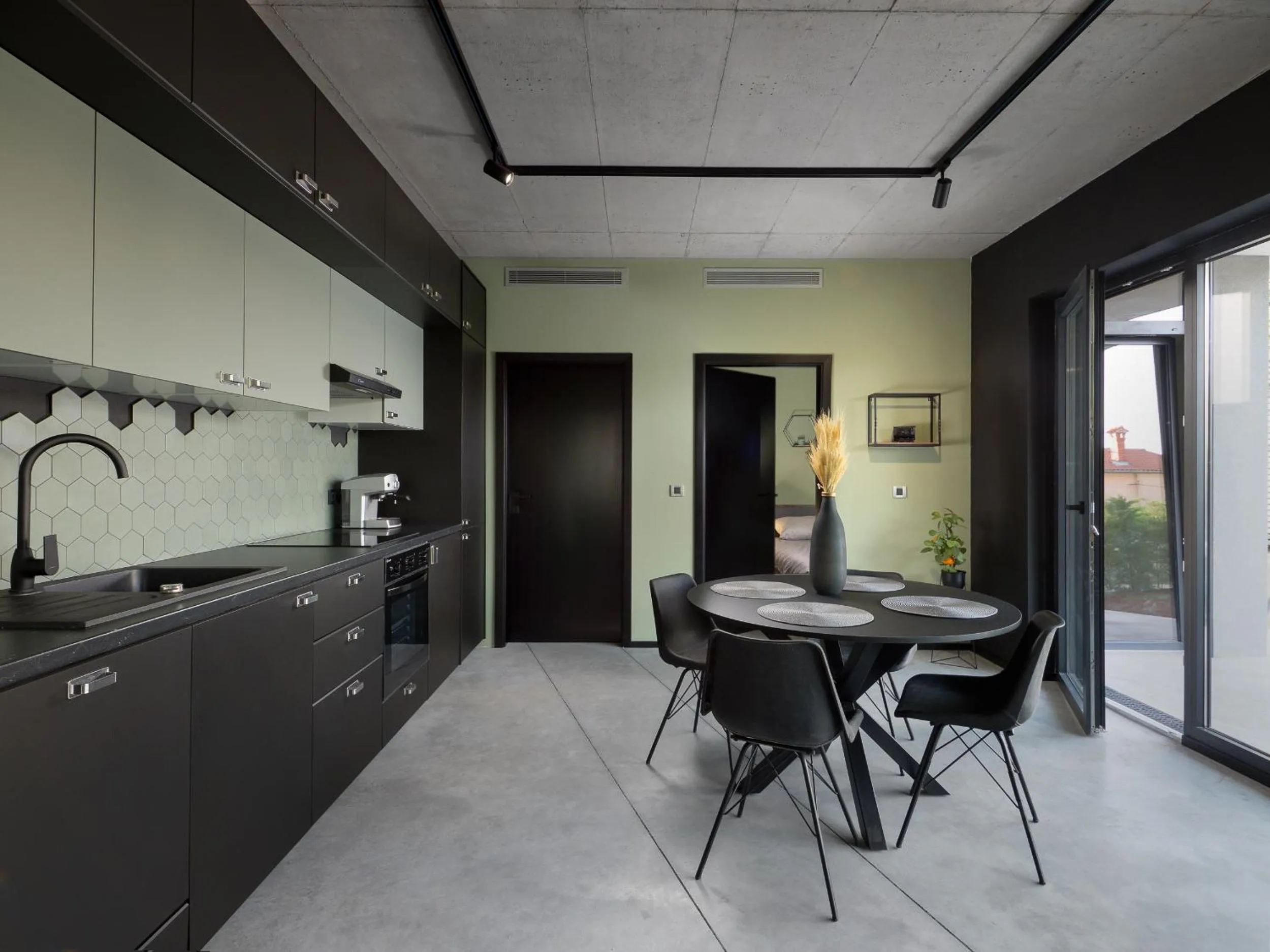 Dining area in House Kova- homage to coalmining