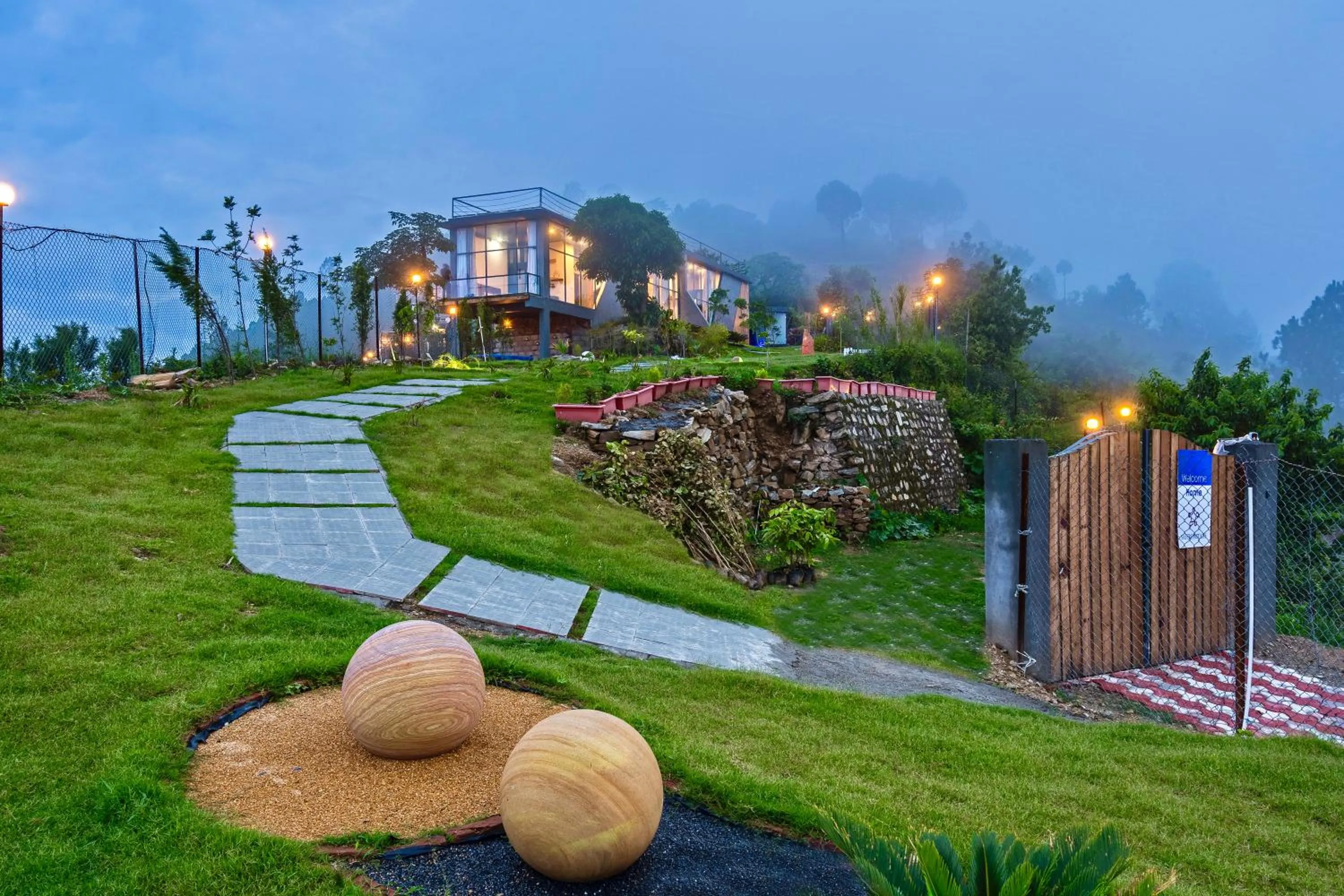 Facade/entrance in SaffronStays Glasshouse Celeste, Ranikhet - luxurious glass villa with breathtaking views