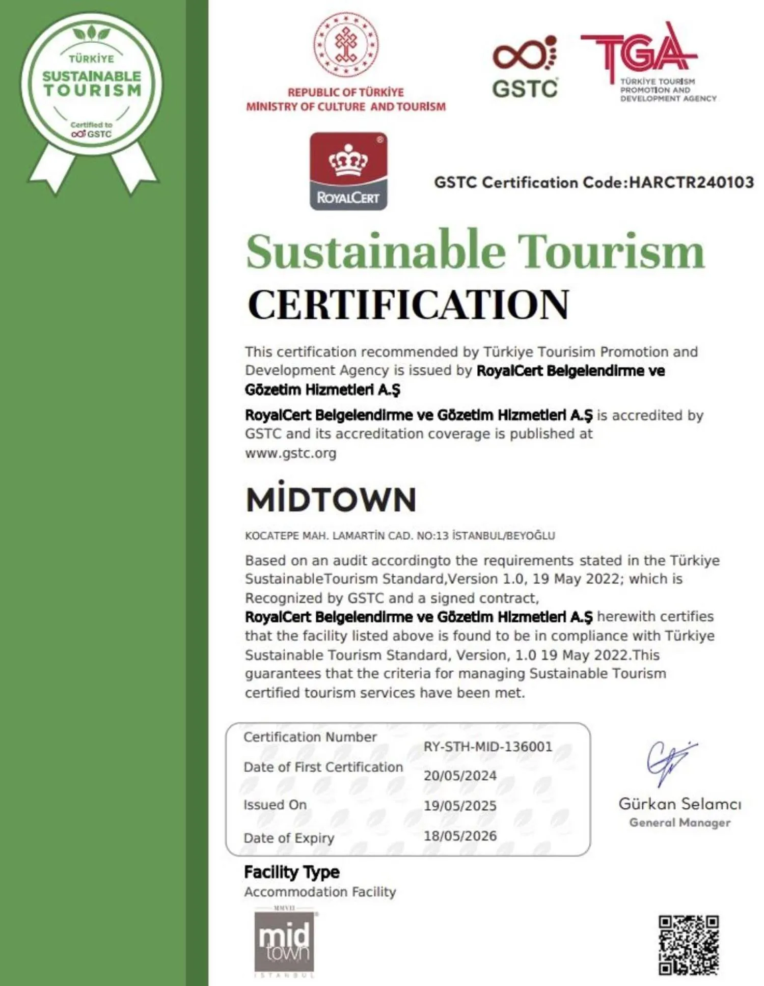 Certificate/Award in Midtown Hotel
