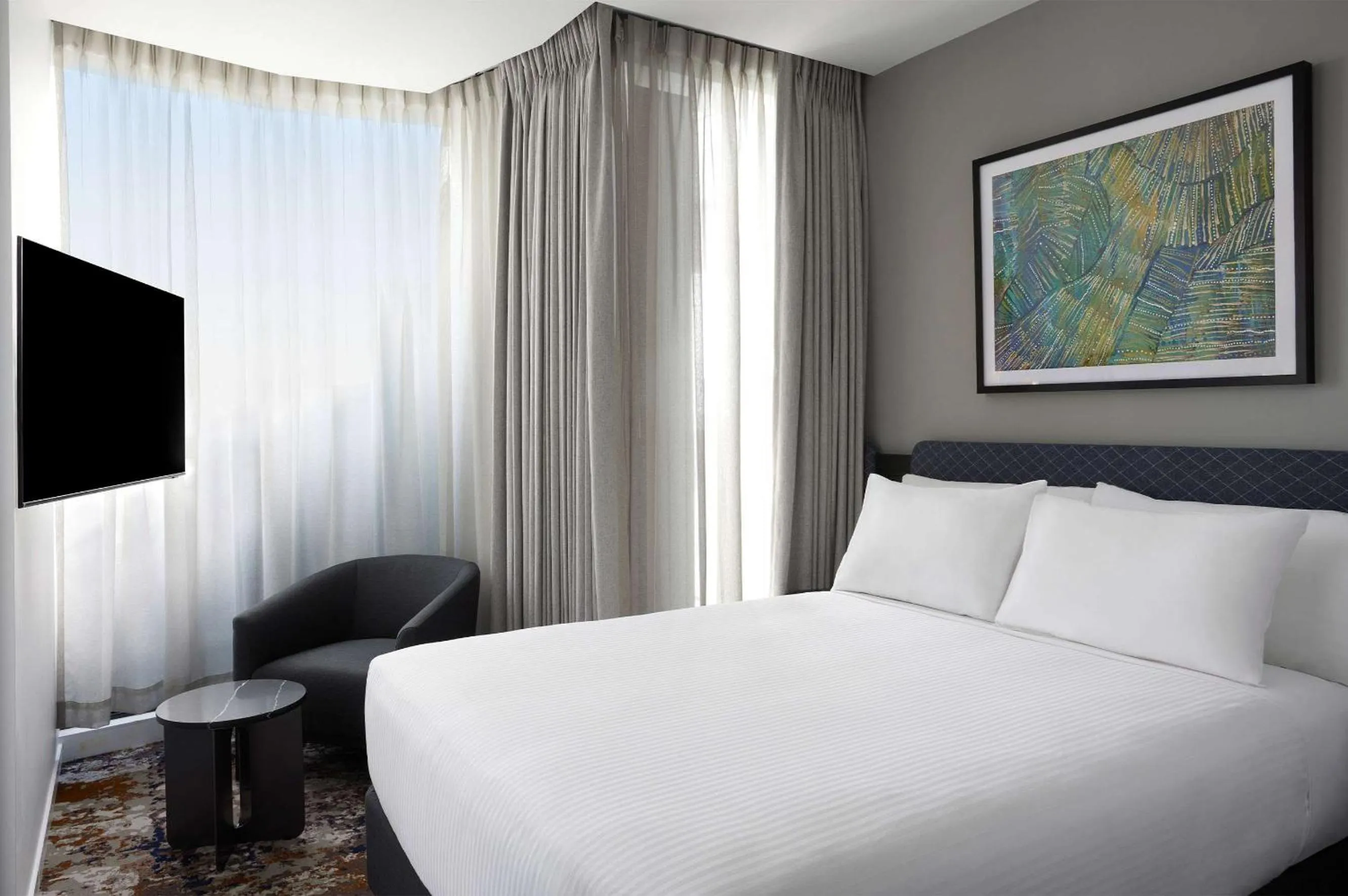 Bedroom, Bed in Adina Apartment Hotel Melbourne, Pentridge