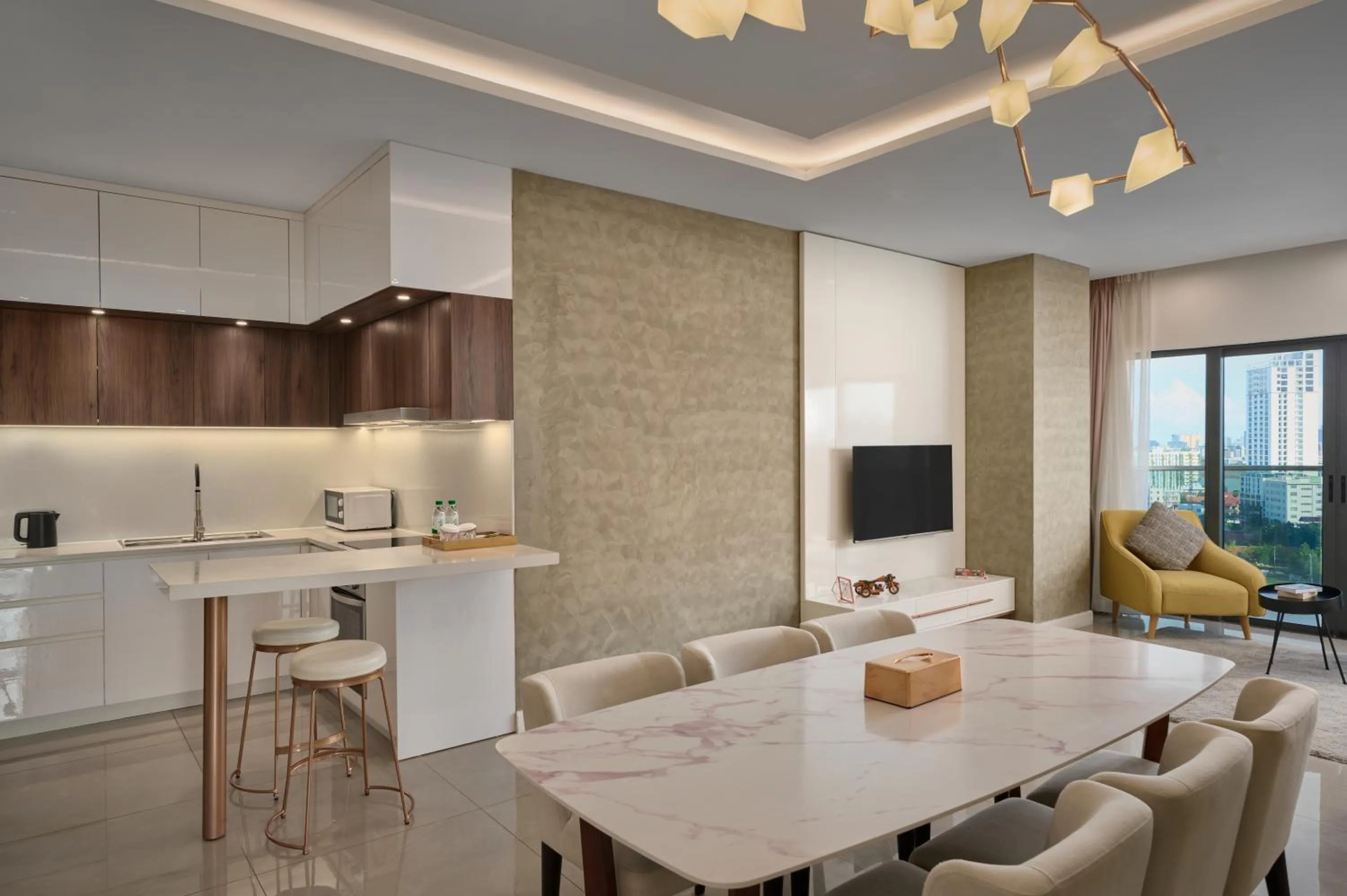 Dining area in The Peninsula Phnom Penh