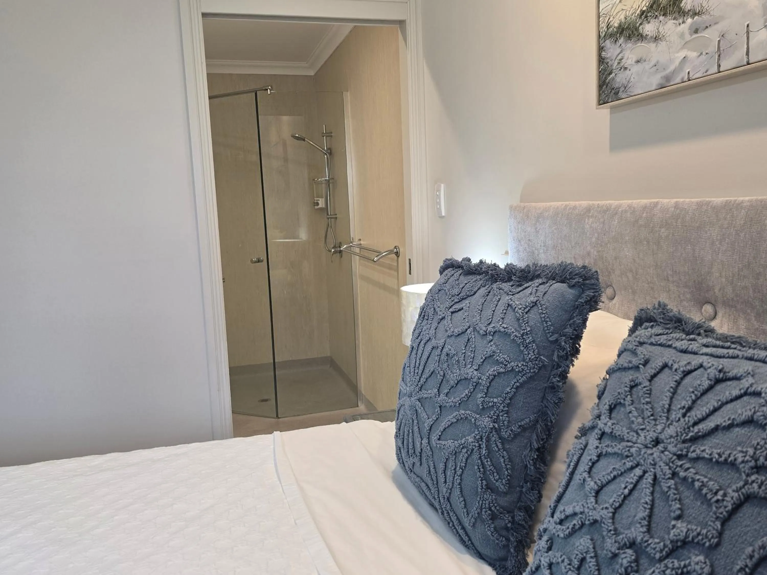 Bathroom, Bed in On The Terrace Stanley