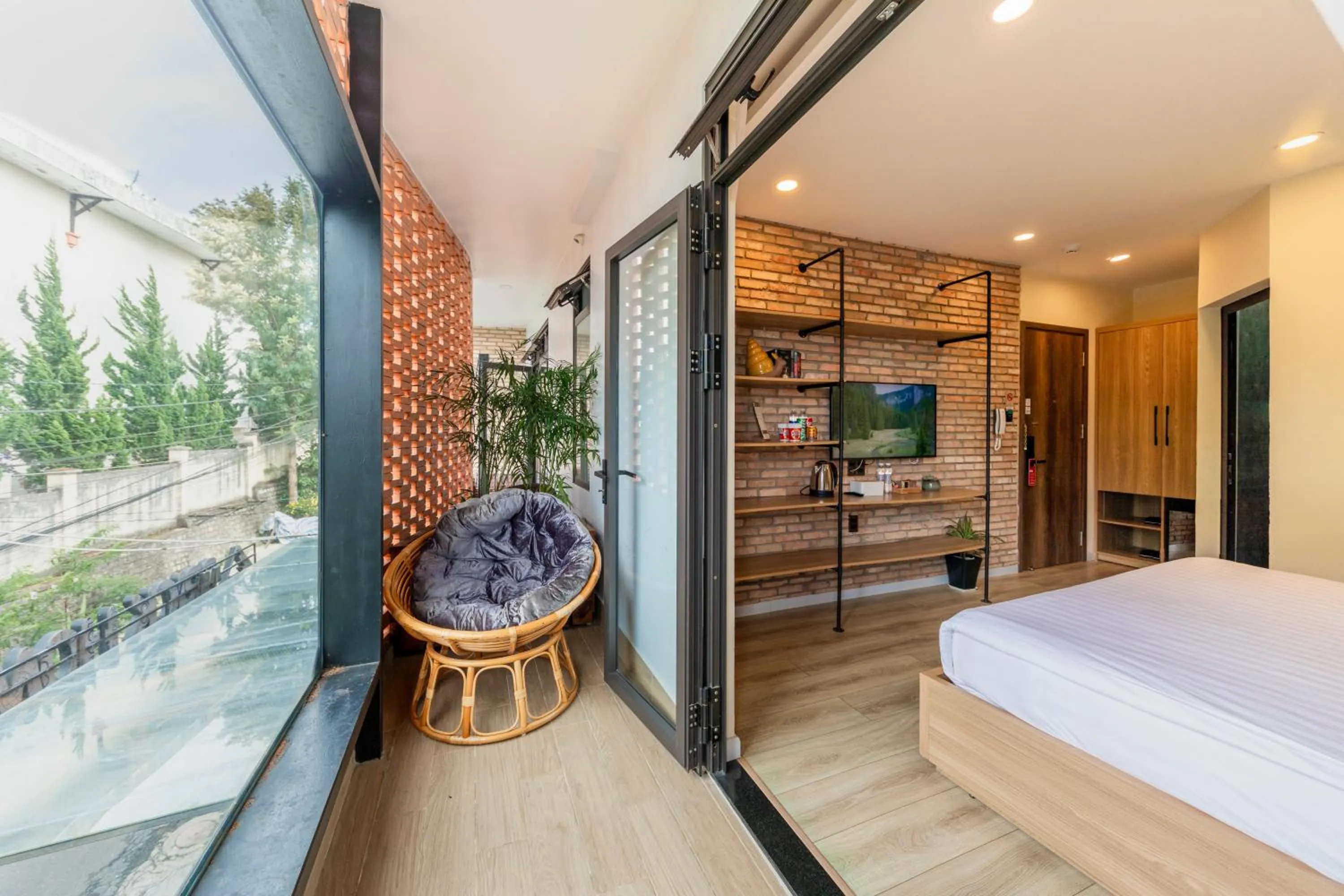 Balcony/Terrace, Bed in The Brick Home dalat