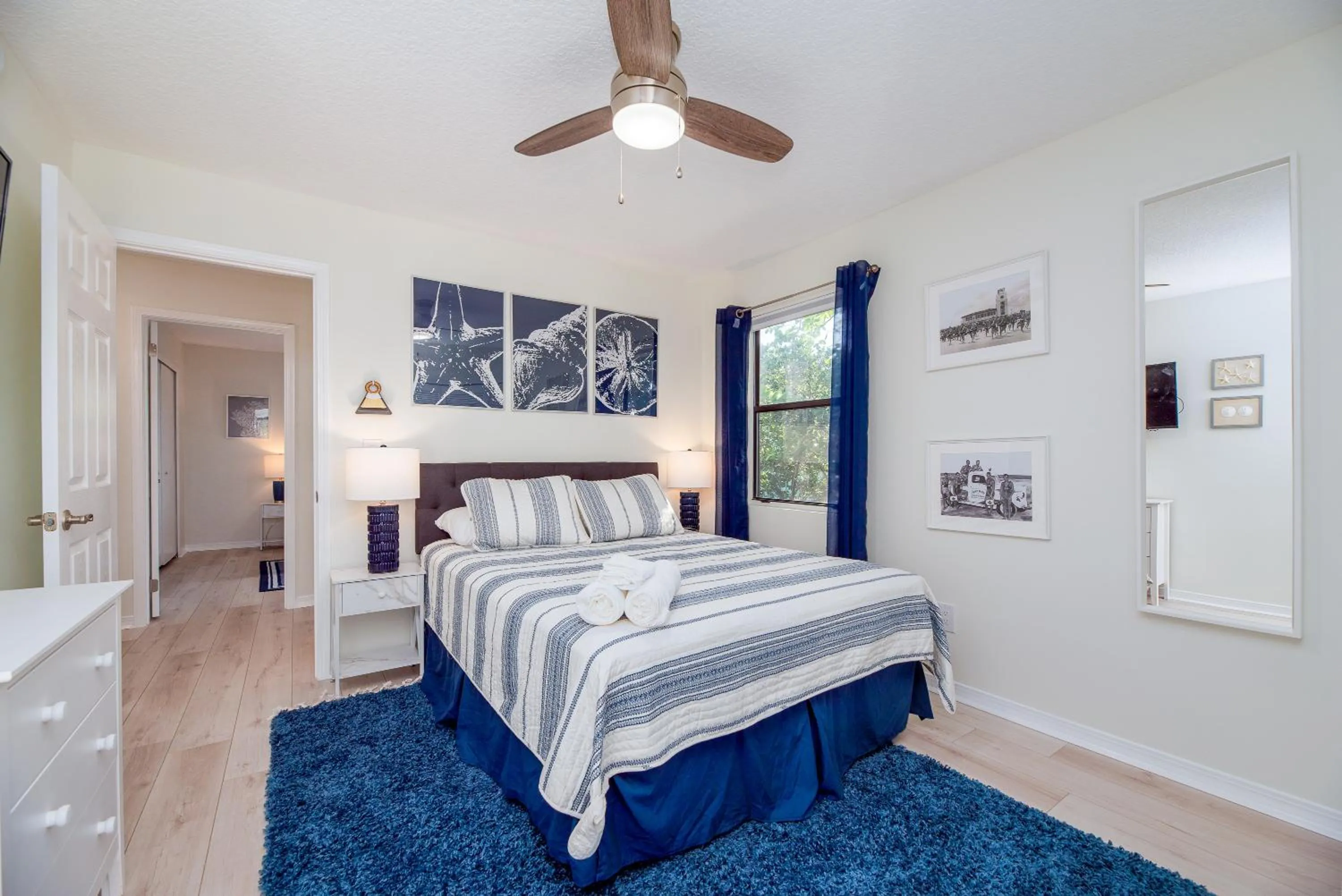 Bedroom, Bed in Jax Vacations 1/2 Mile to Beach, 2 bedroom townhome pet friendly