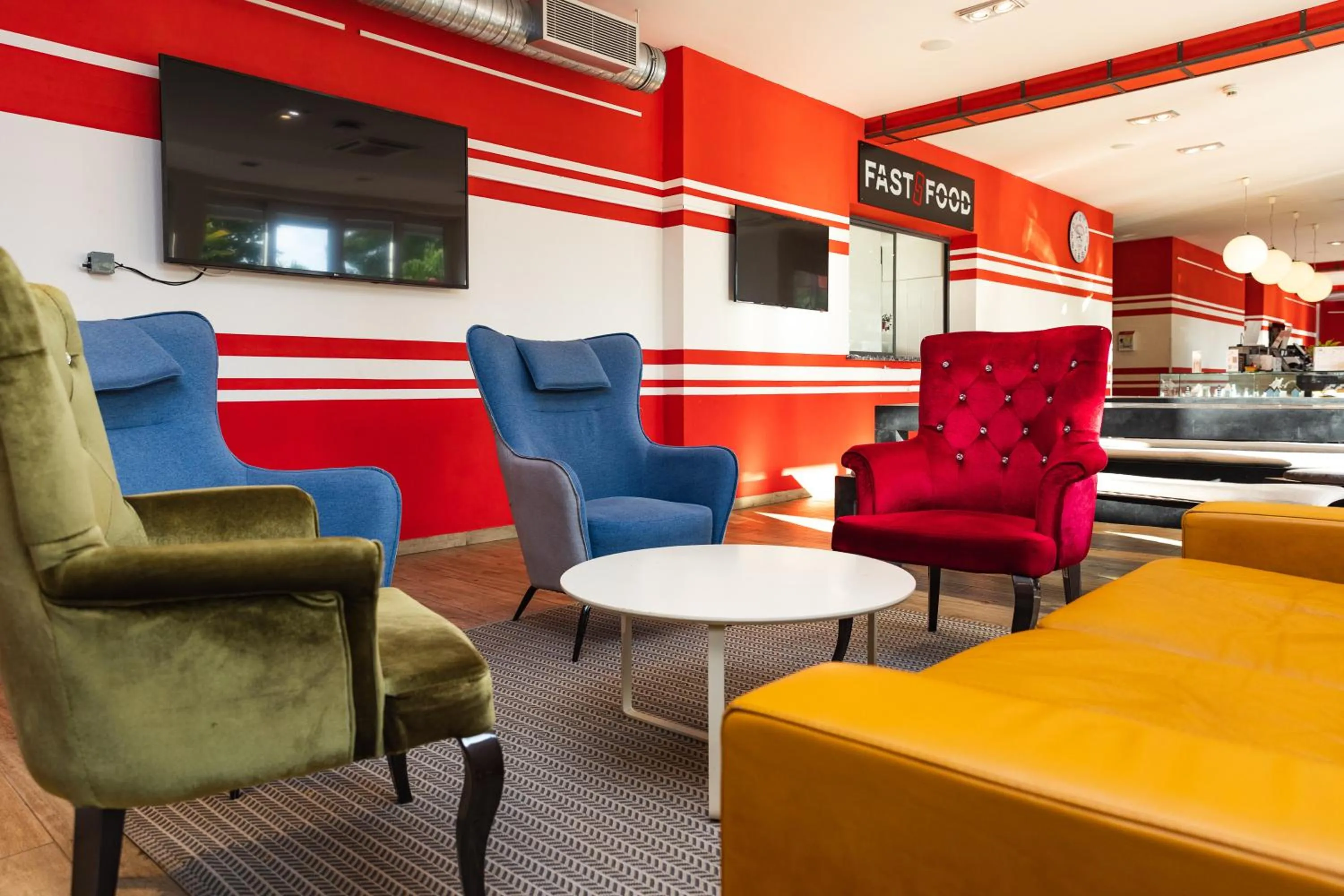 Seating area in Hostel Link