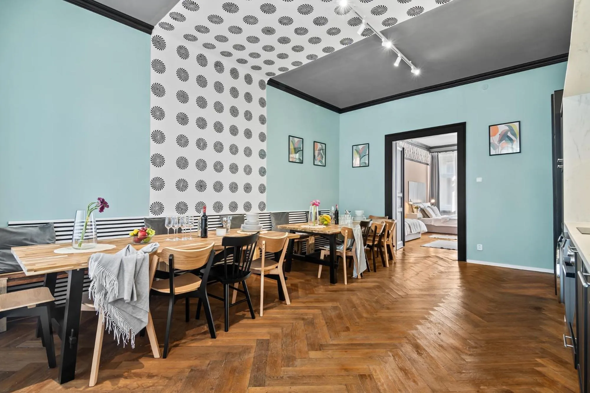 Seating area in Florenc Apartments Prague 1 by Michal&Friends
