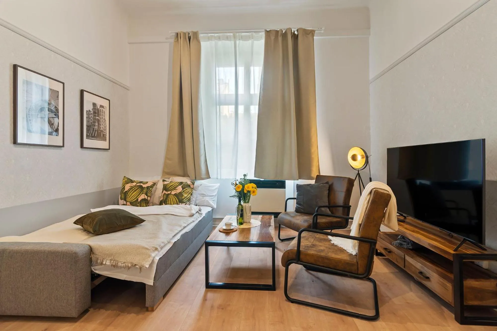 Bed in Florenc Apartments Prague 1 by Michal&Friends